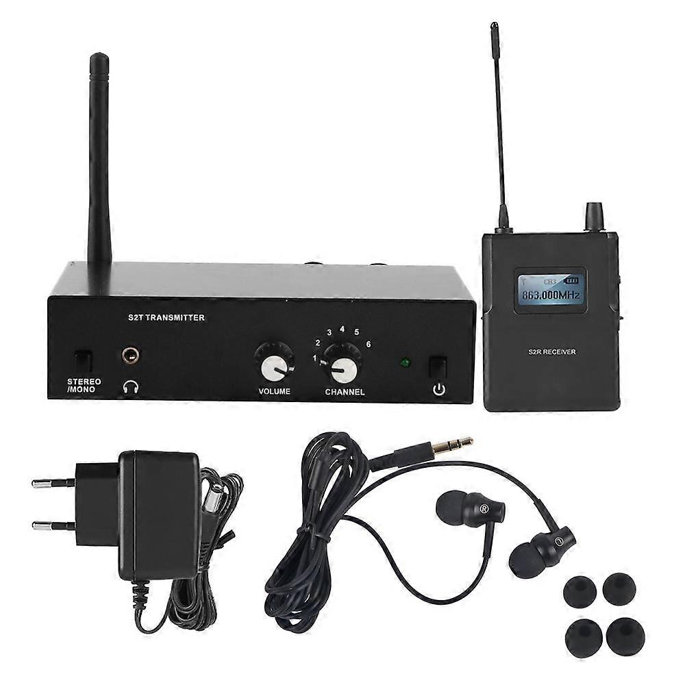 Wireless Monitor System Kit with 526-535MHz Transmitter and Receiver for In-Ear Stage Monitoring, 100-240V EU