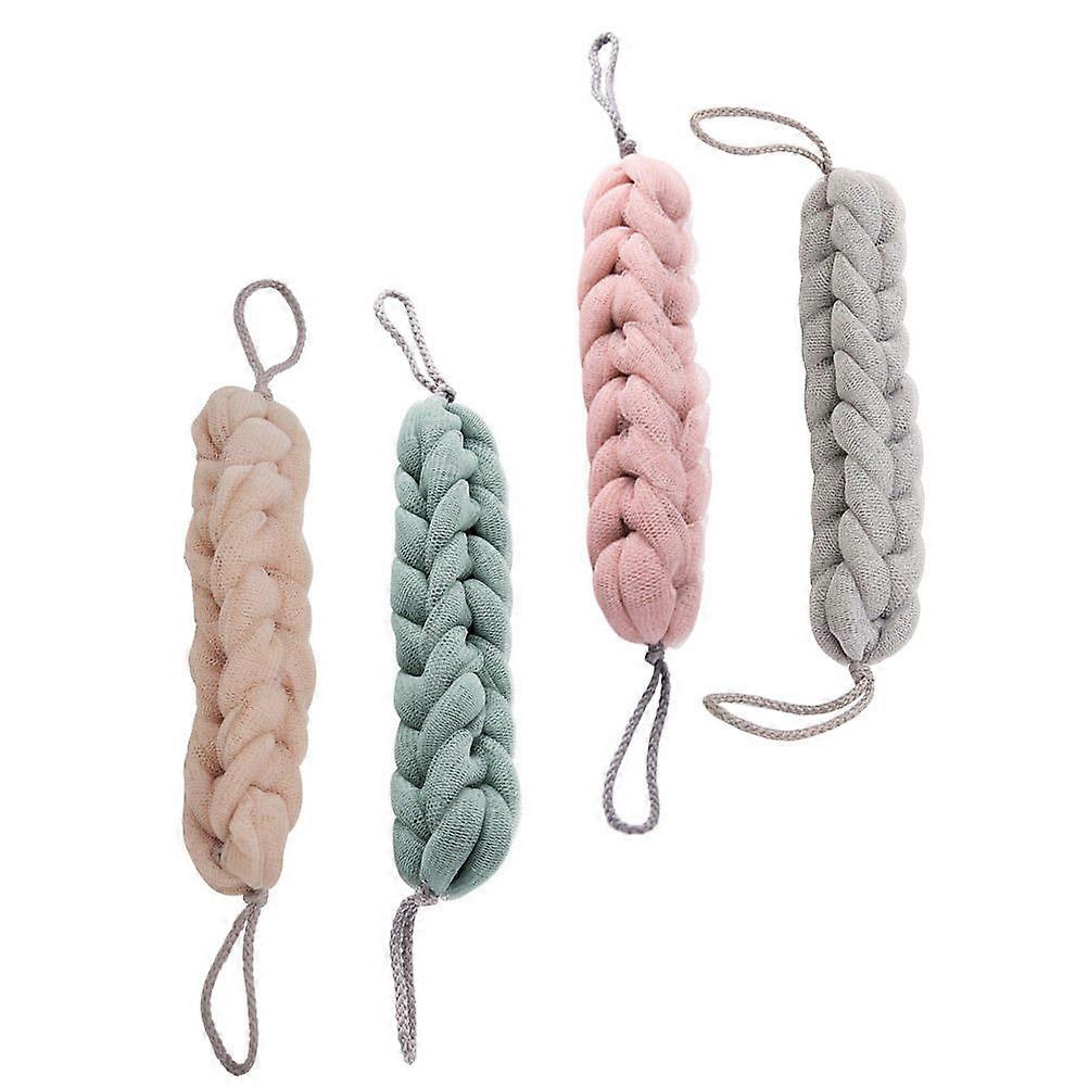 Long Bathing Towels 4Pcs Foaming Scrubbing Tools for Adults Assorted Scrubbing Lanyard Design