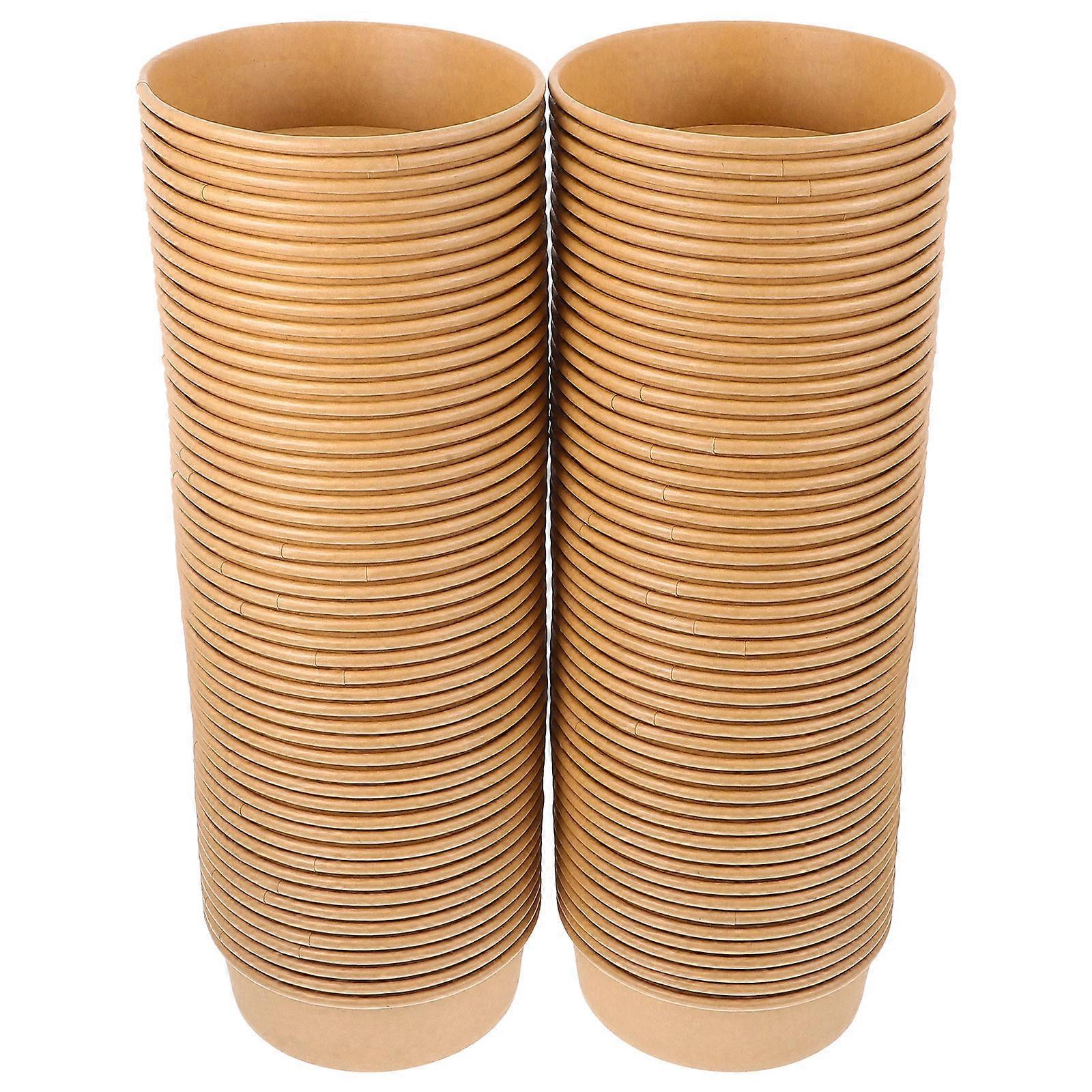 Kraft Paper 100Pack Round For Takeout Lunch Snacks Leak-Proof Packaging