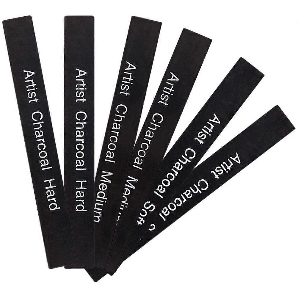 6pcs Durable Charcoal Sticks for Sketching Shading Made of Carbon Material Black Color