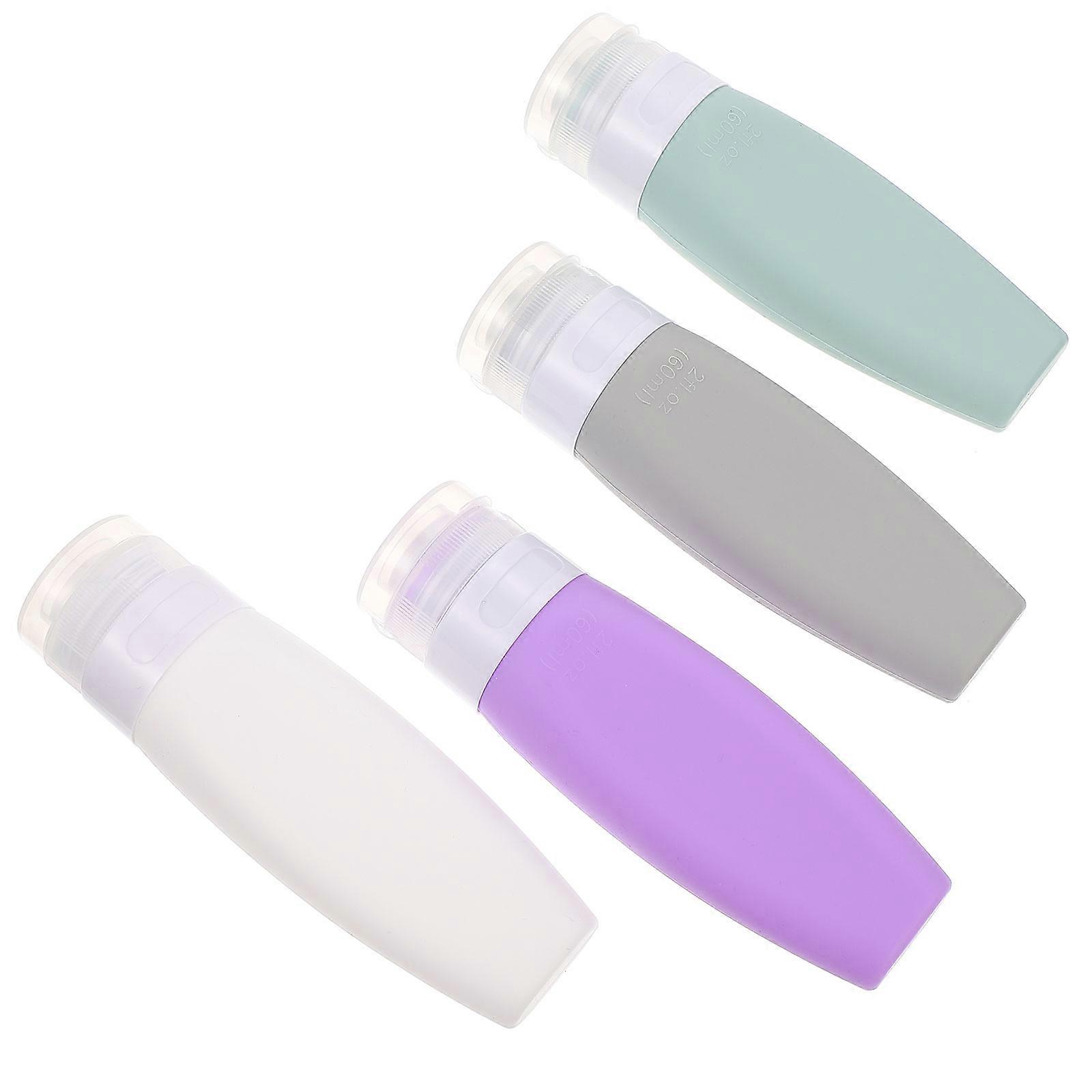 4 Squeezable Silicone Shampoo Bottles for Travel Lotion Dispensers Emulsion Storage 4Pcs
