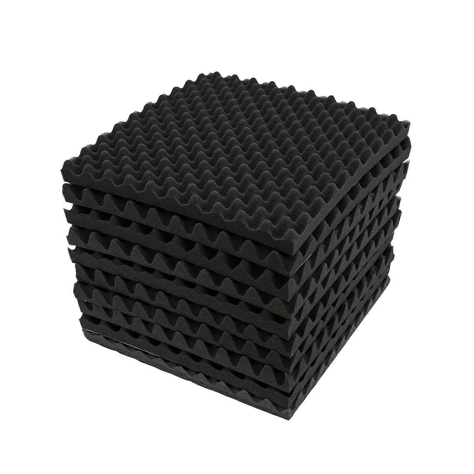 Pack of 10 Self-Adhesive Acoustic Panels 50 x 50 cm Fireproof Sound Absorber for Recording Studio and Office Ceiling