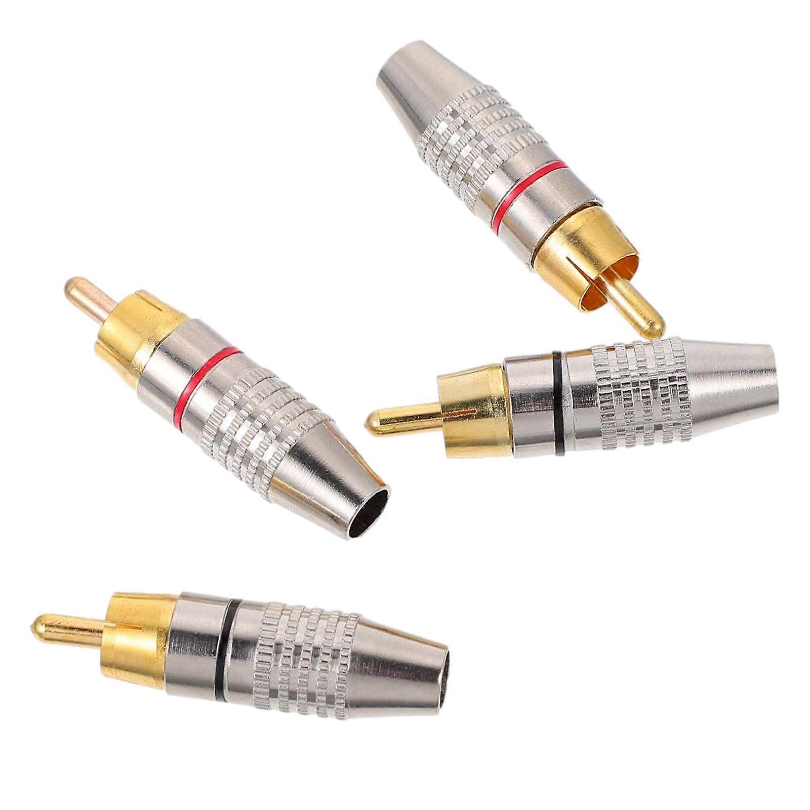 4pcs RCA Plugs Speaker Connectors Gold Plated Male Adapters