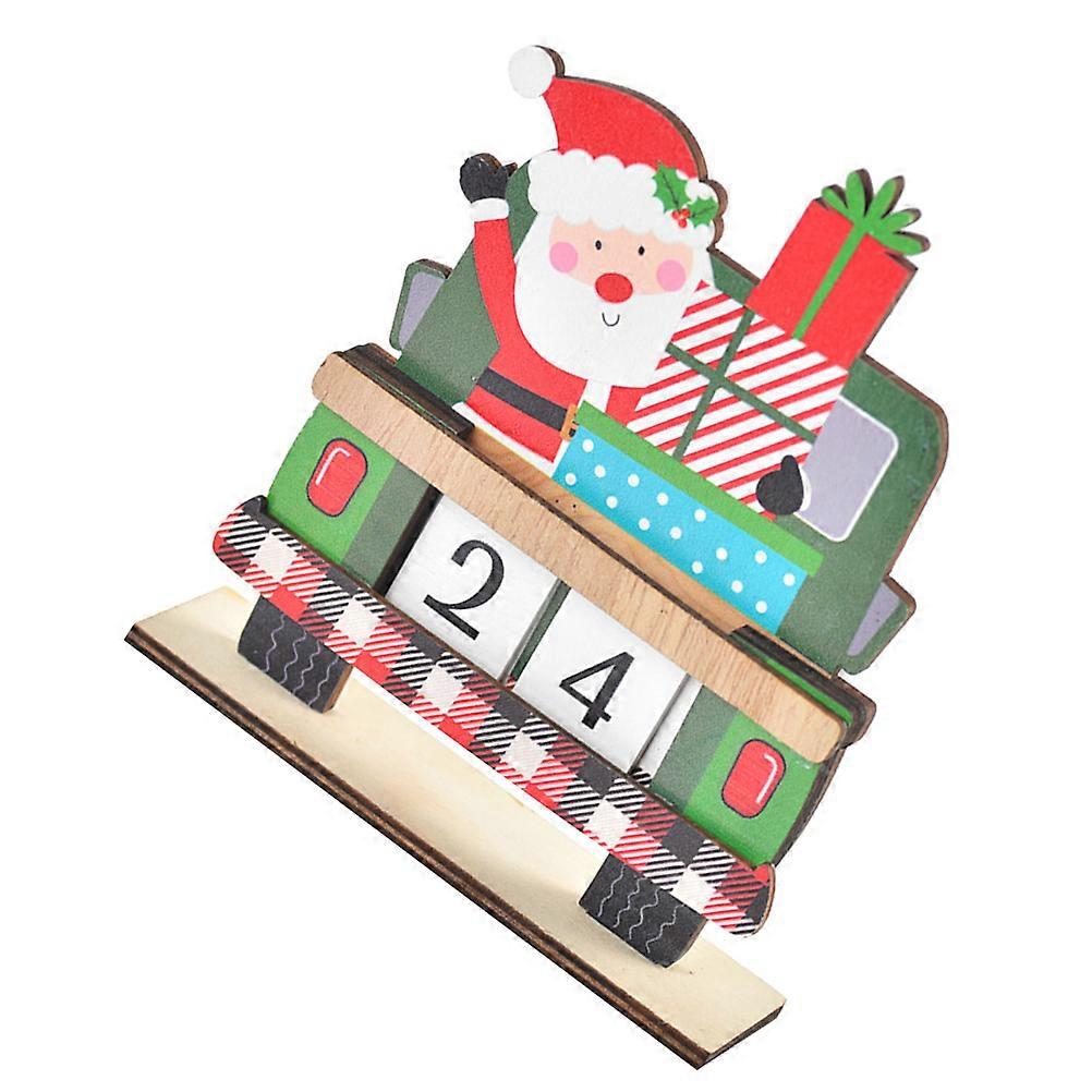 Wooden Christmas Countdown Calendar with Red Synthetic Material for Holiday Decoration 1 Set