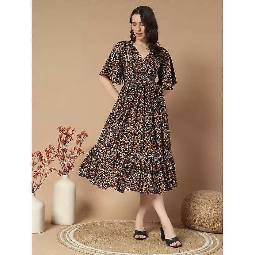 Damska sukienka maxi z dekoltem w kształcie litery A z dekoltem w szpic Top Tunika Western Wear Dress VGF-3122