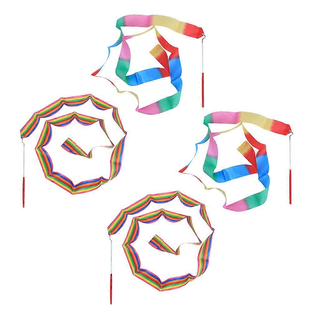 4pcs Colorful Rhythmic Gymnastics Ribbons for Dance Performance & Training Streamers