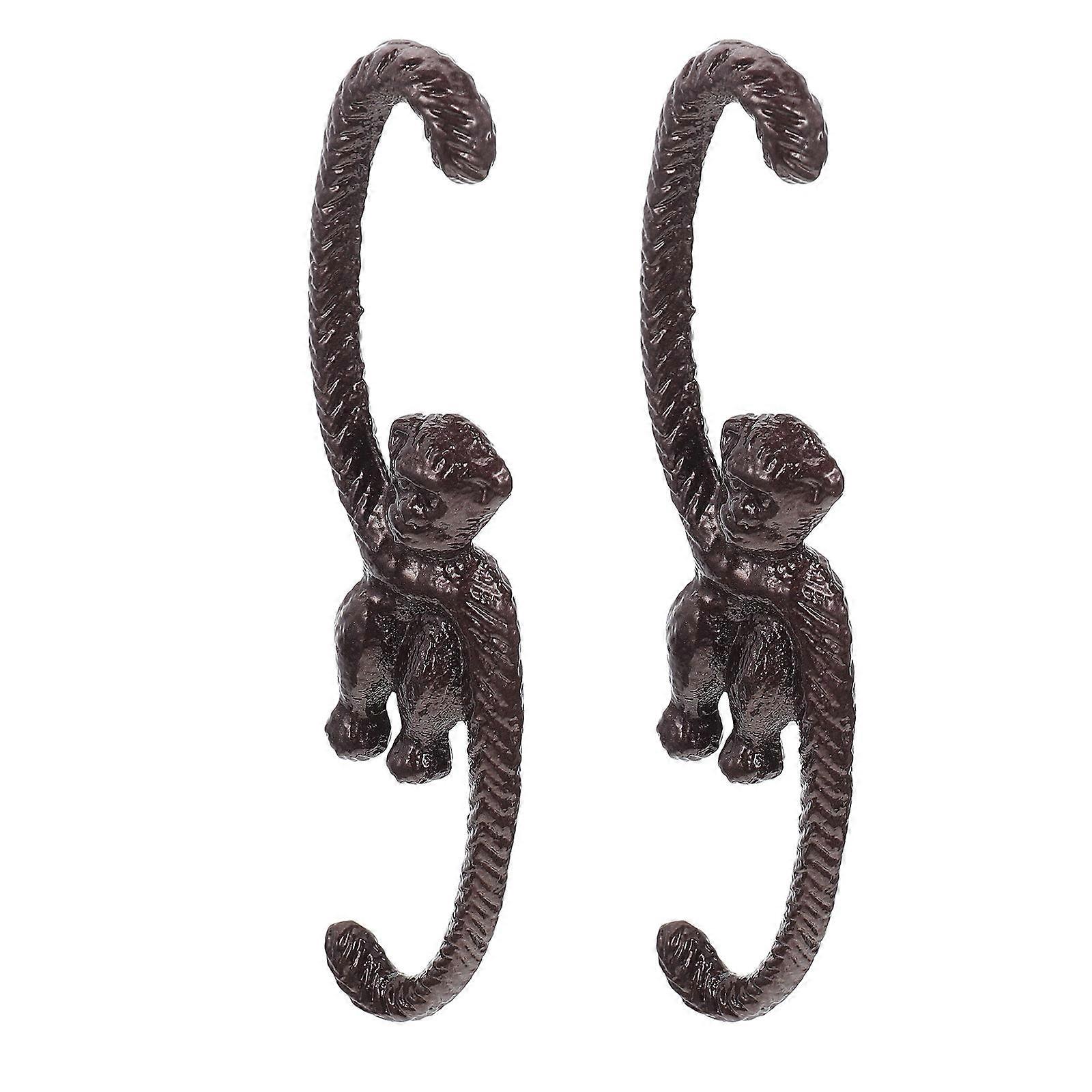 Cast Iron Hooks For Decorative Hanging Baskets For Home Decor Elegant Coffee Color 2Pcs