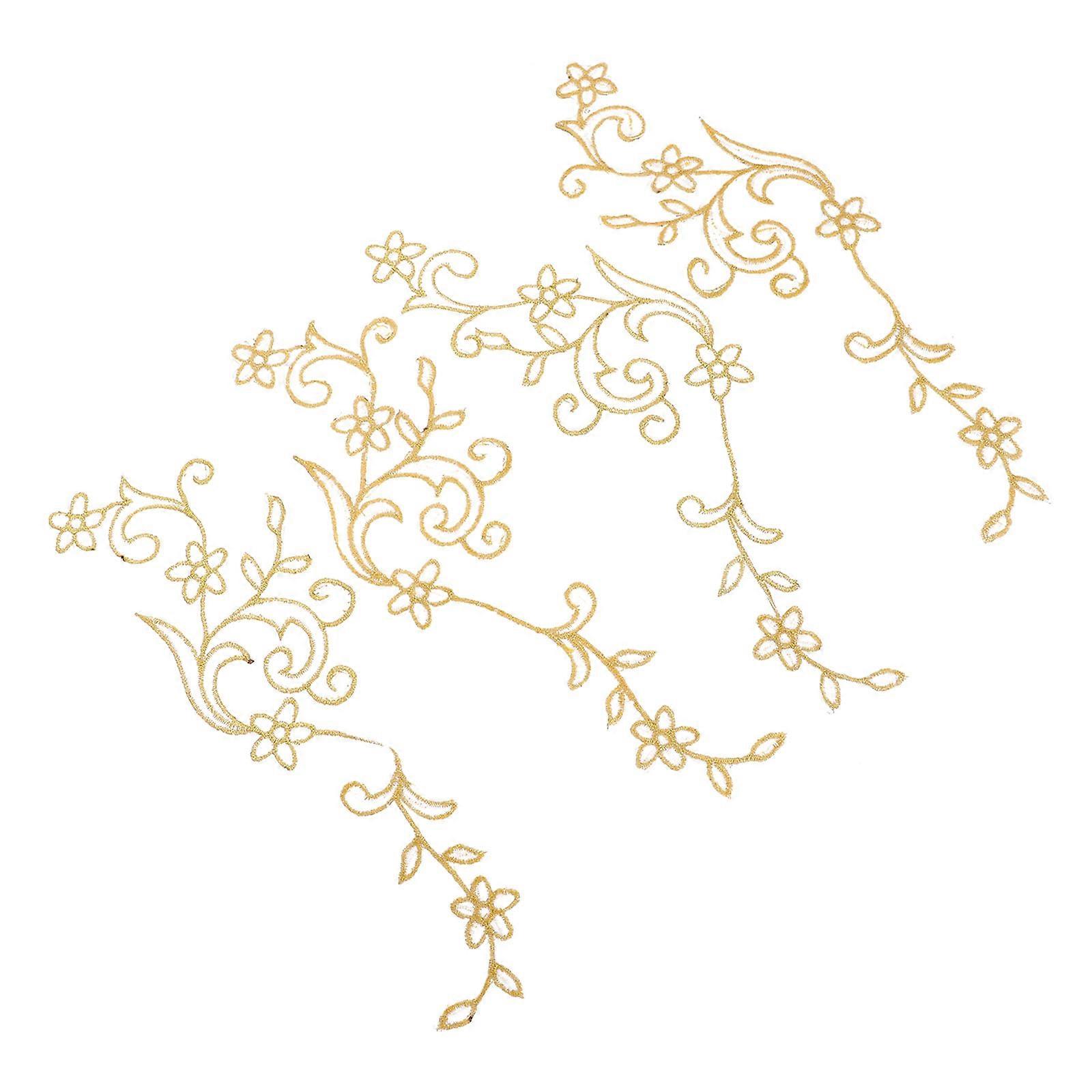4Pcs Embroidery Patches Flowers Shape For Women And DIY Enthusiasts Beige Color Suitable For Decoration And Patchwork