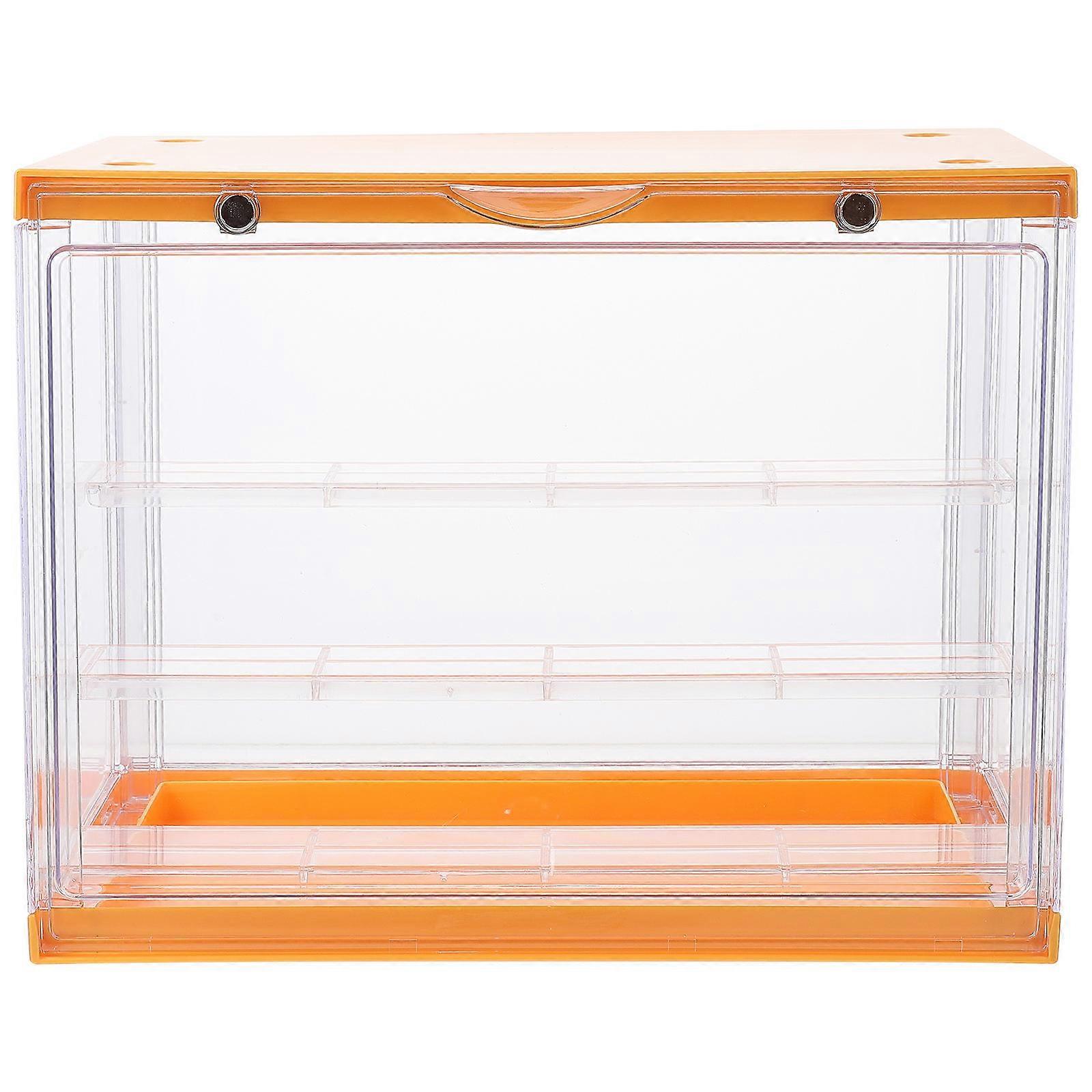 Compact Design Clear Display Box For Dolls And Toy Figurines In Yellow 30X23cm 1Pcs