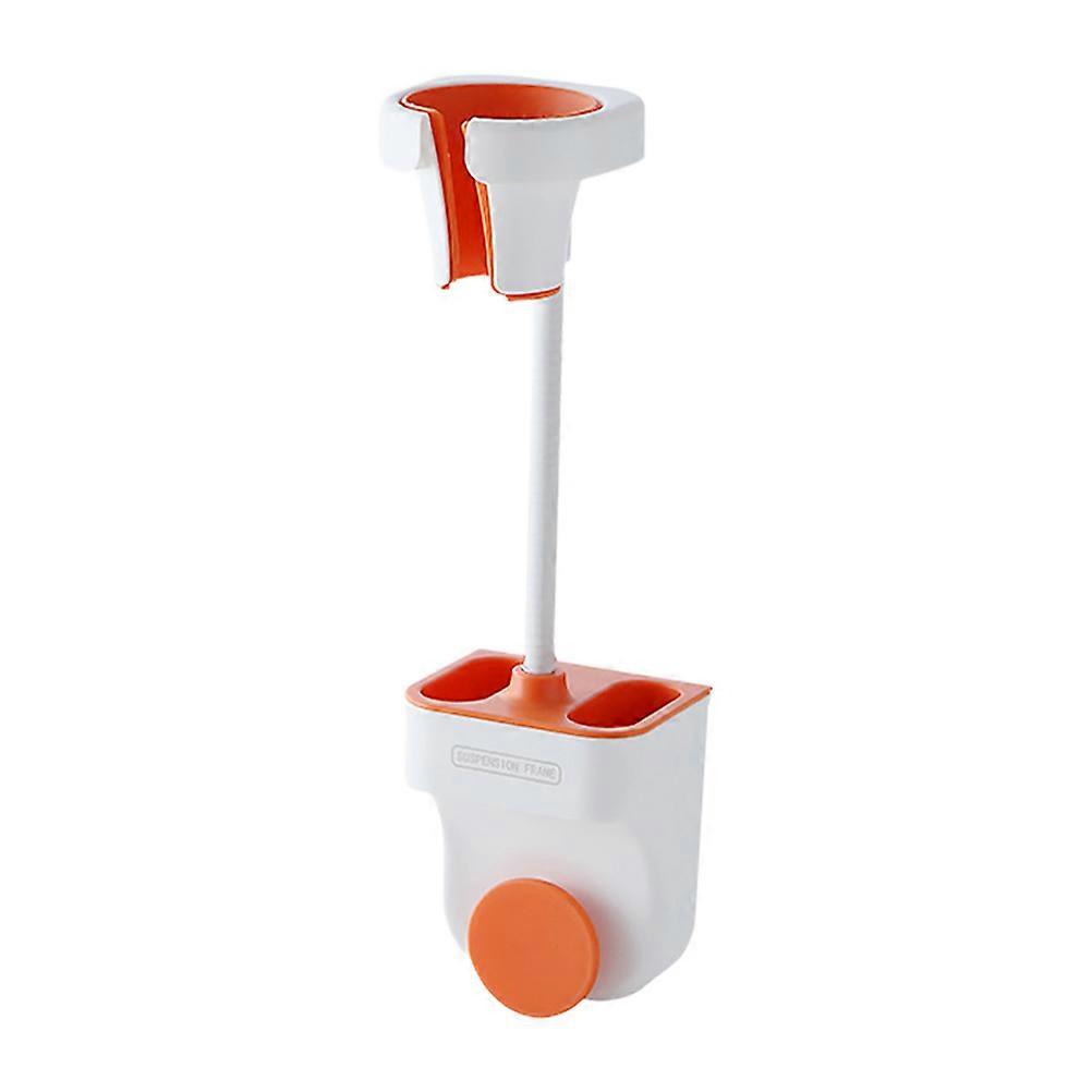 Rotatable Hair Dryer Holder Wall Mount Storage Rack in Orange Plastic for Vertical Space Use