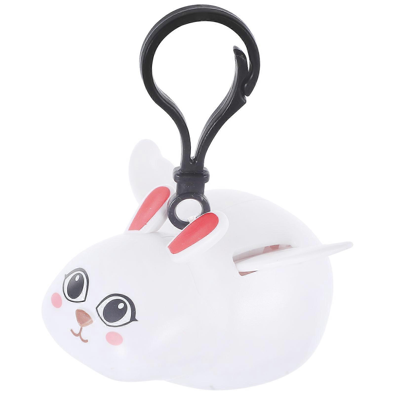 White Plastic Rabbit with Wing keychain for Daily Use Decorative Bag Pendant 2.5 Inches