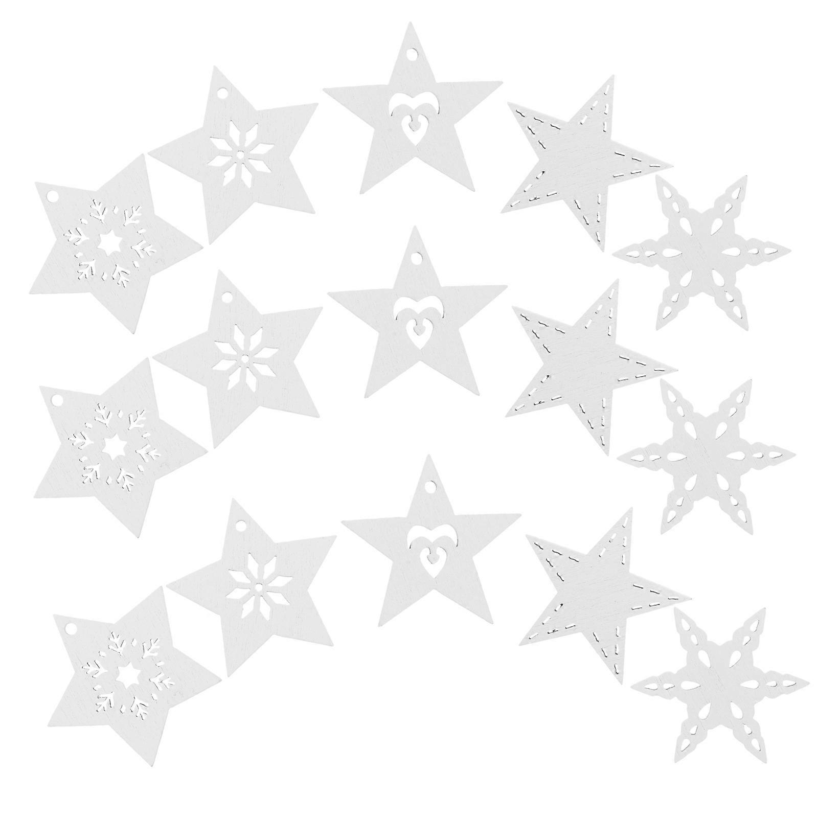 White Wooden Pentagram Shape Pendant for Wall Decor DIY Crafts with Smooth Surface 50 Pcs
