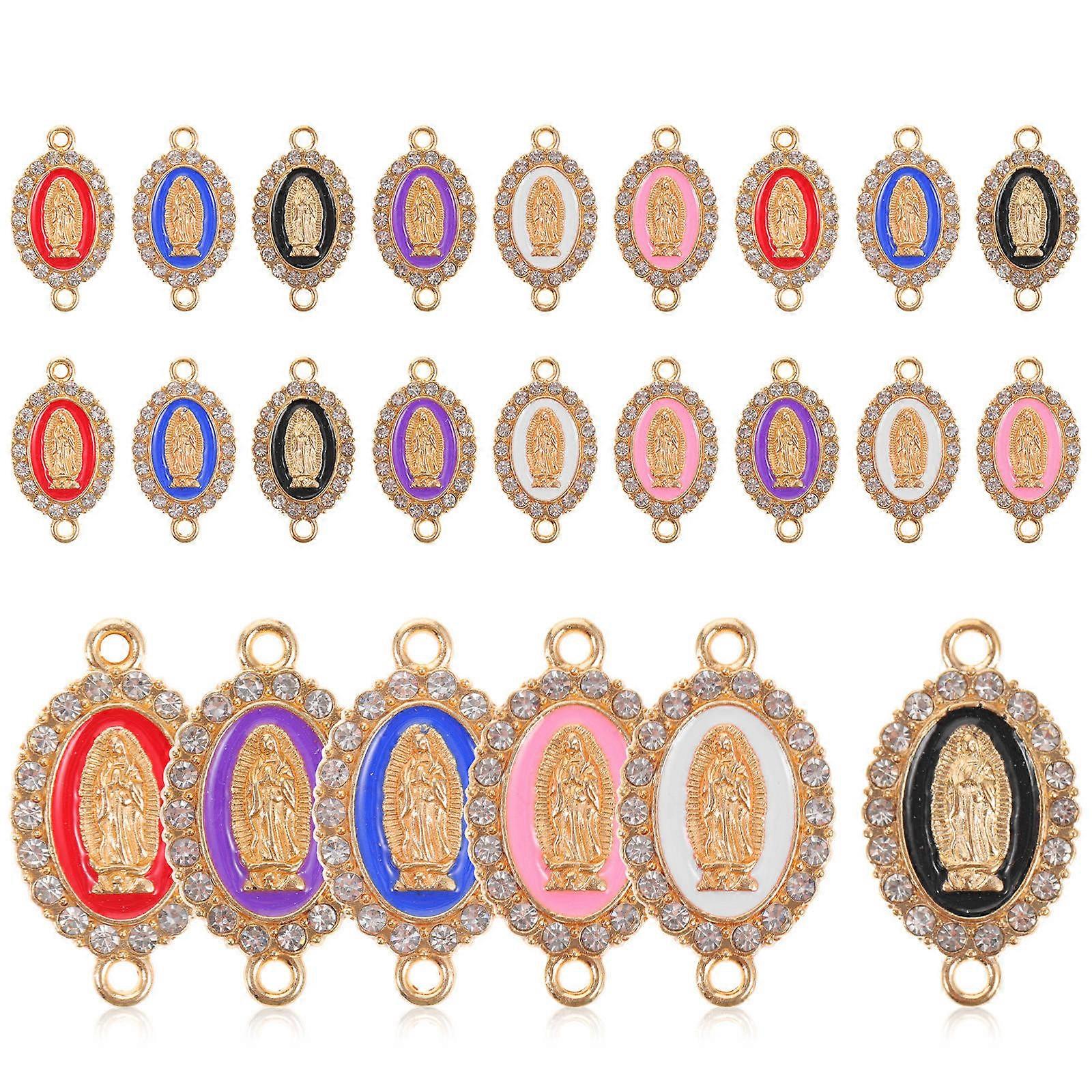 Virgin Mary Charms 24Pcs Alloy Pendants For DIY Jewelry Making Assorted Color Ideal For Craft Projects