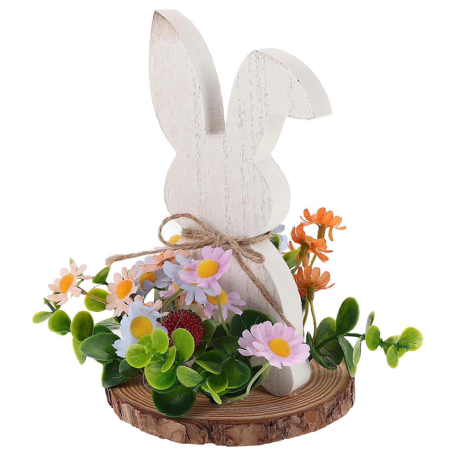 Easter Bunny Table Decoration Handcrafted Wooden Figurine for Spring Crafts Assorted Color 6 Inches