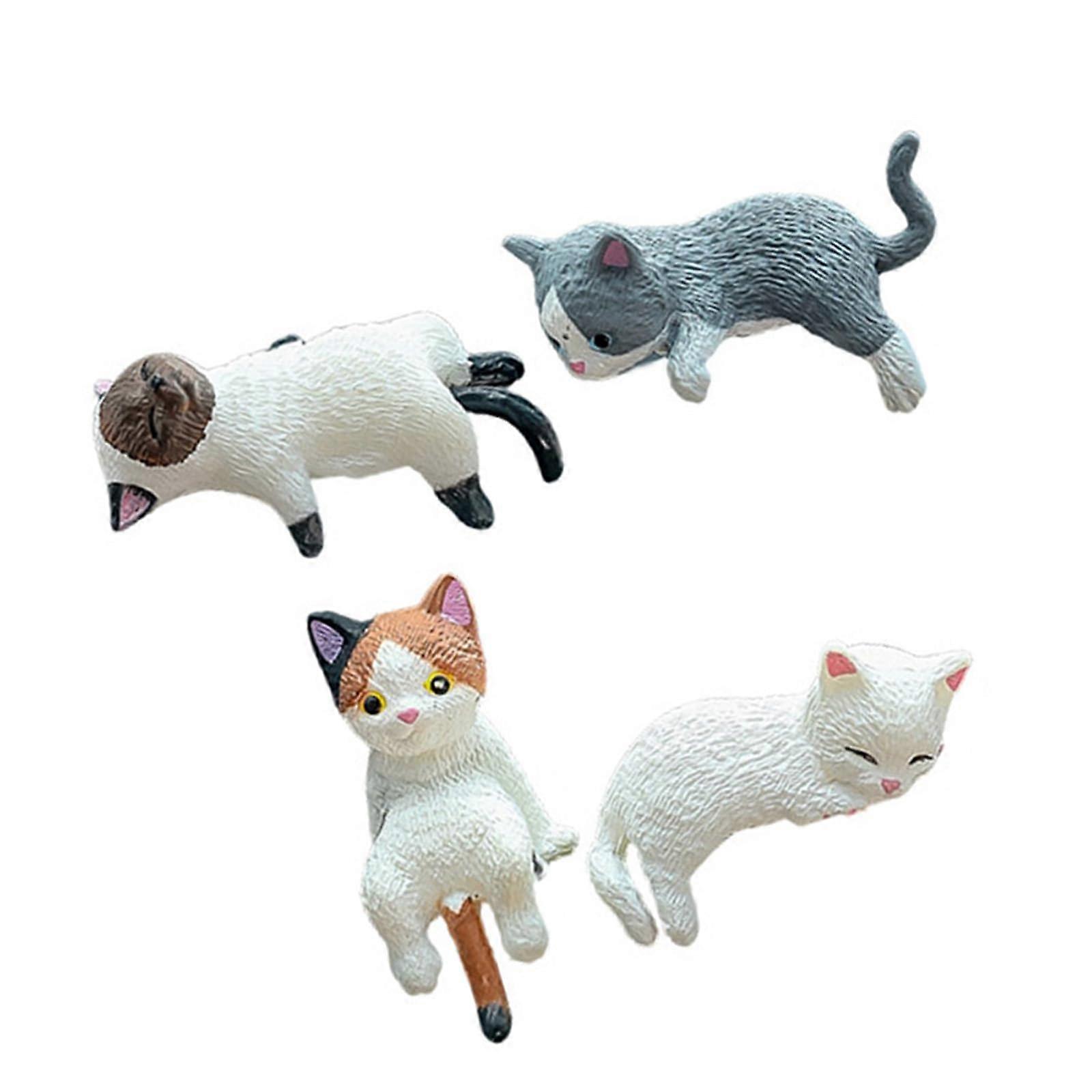 Computermonitore Dekoration 4-Piece Resin Cartoon Cat Figures For Desktop Decor And Car Dashboard Cute Cat Figures