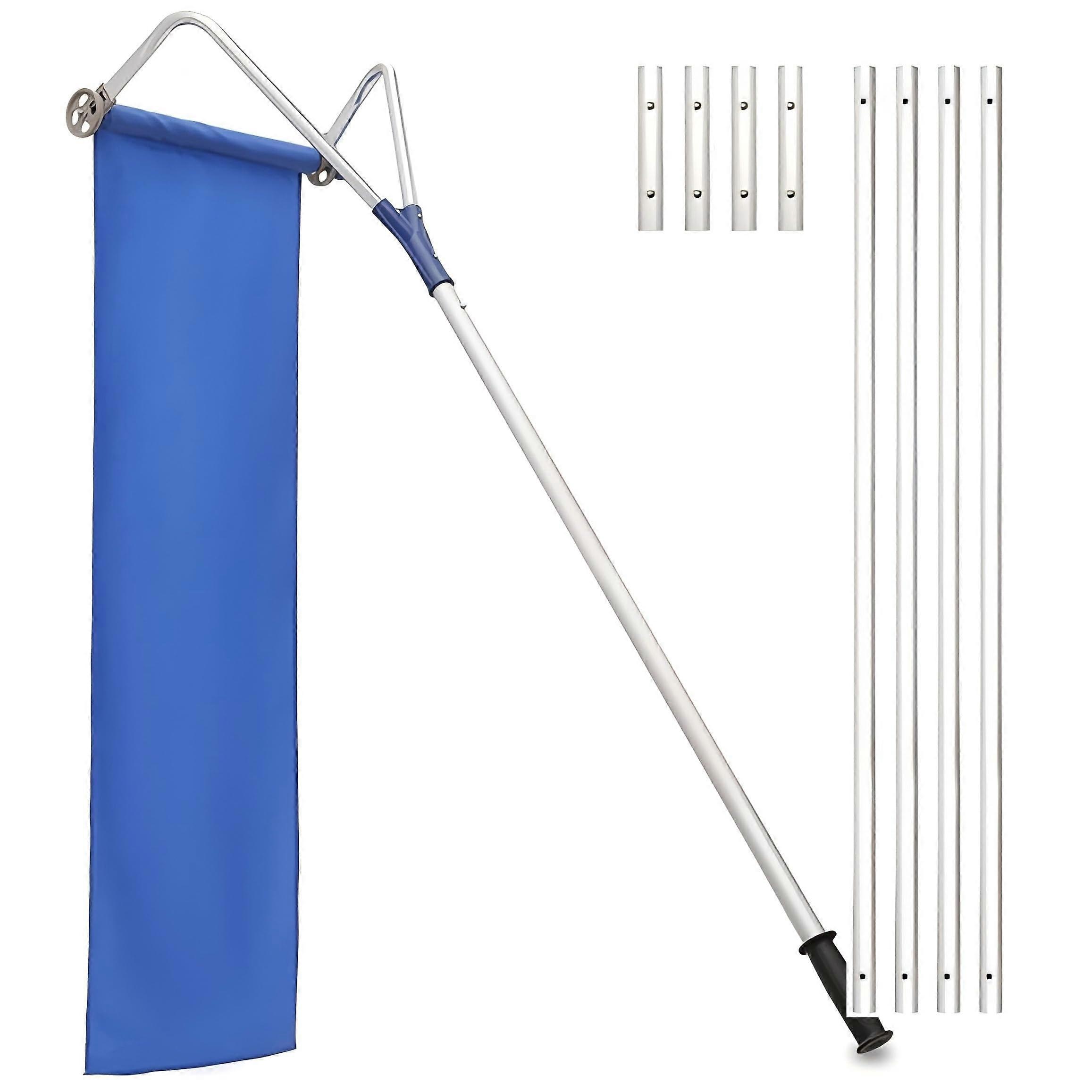 Aluminum roof snow rake with extendable handle, sturdy snow slide for efficient snow removal, prevents ice dams on house roofs.