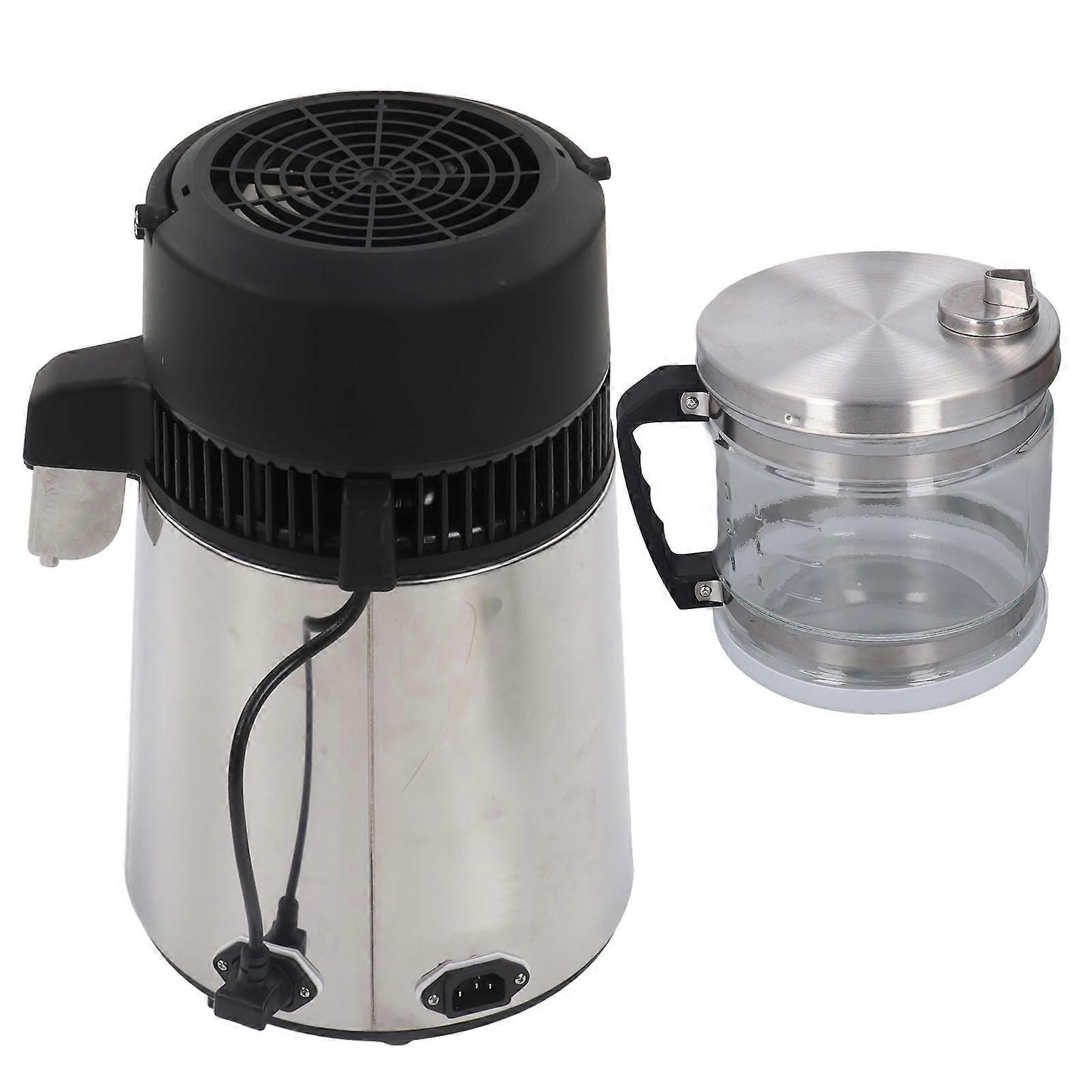 4L Water Distiller 750W Glass Bucket 304 Stainless Steel Distilled Water Machine with Double Button for Home Use US Plug 110V