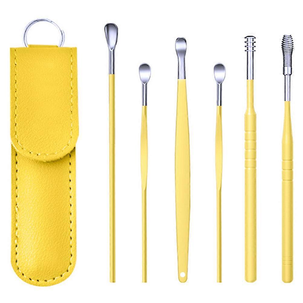 Ear Cleaner Tools 2 Sets For Daily Use Yellow Portable Earwax Removal Kits Ear Cleaning Tools Durable Practical Anti-Rust 12