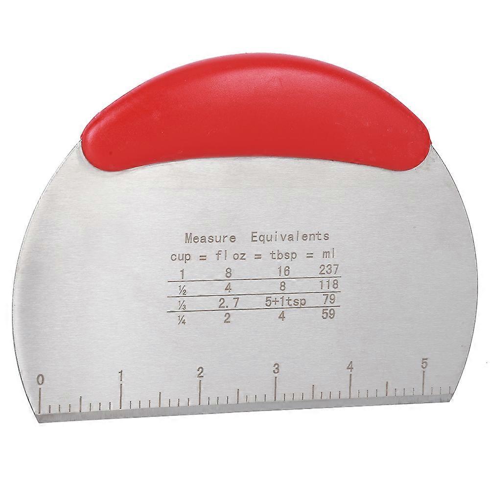 Stainless Steel Dough Scraper with Scale, Red, 16x12cm Baking Tool