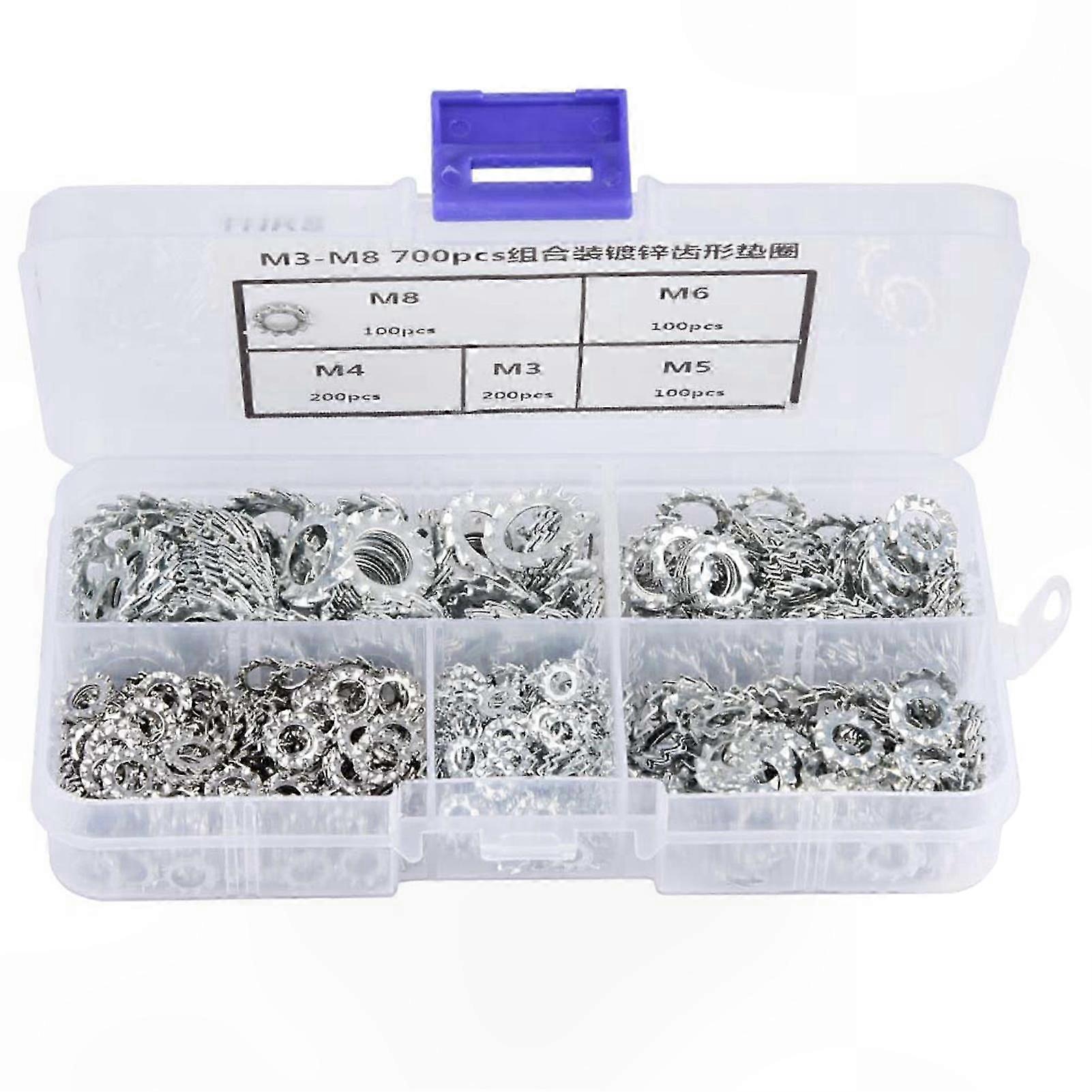 Galvanized Serrated Lock Washers Assortment Kit - M3 M4 M5 M6 M8 Sizes