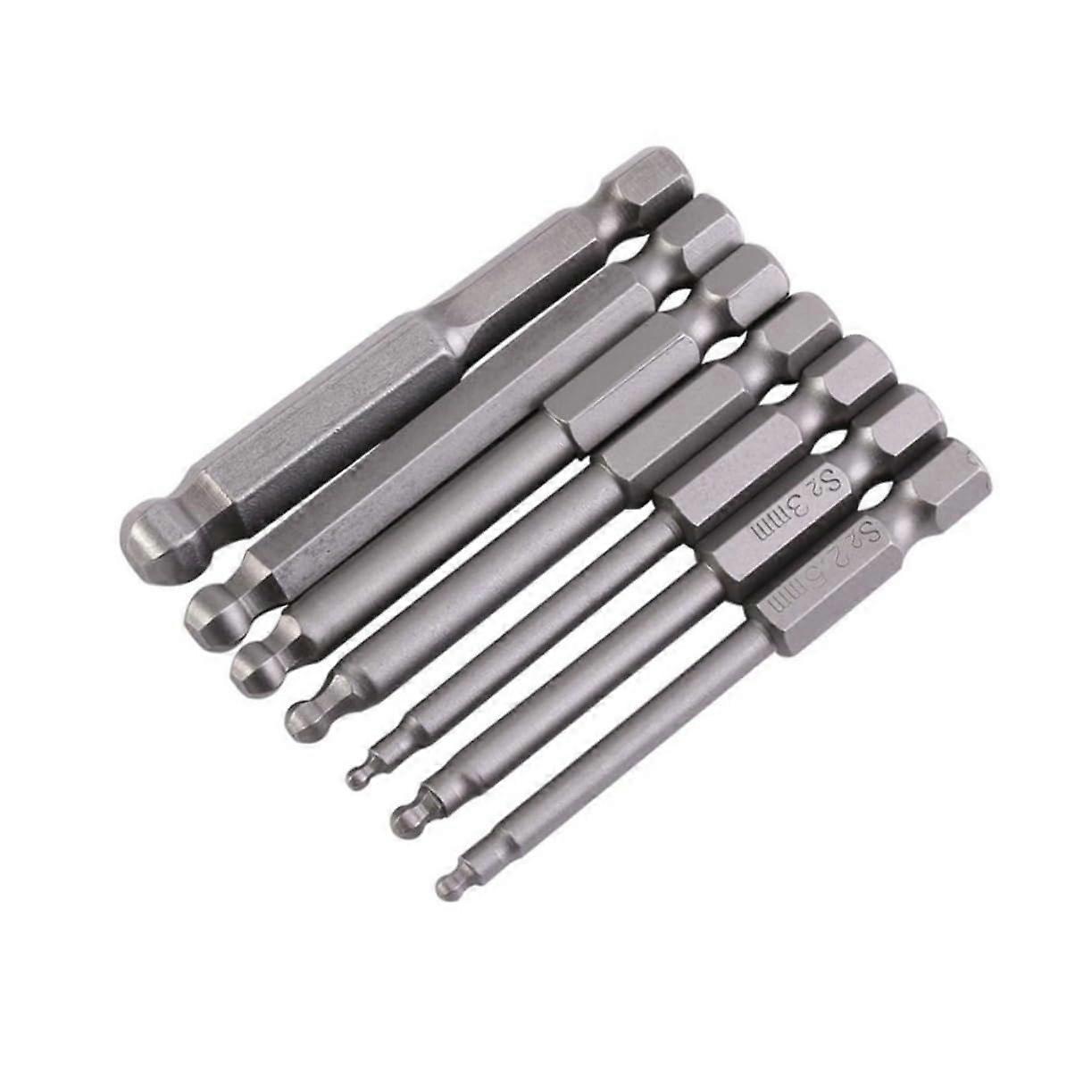 7-Piece Hex Socket Screwdriver Bit Set, Steel, Compatible with Electric and Manual Screwdrivers, High Durability