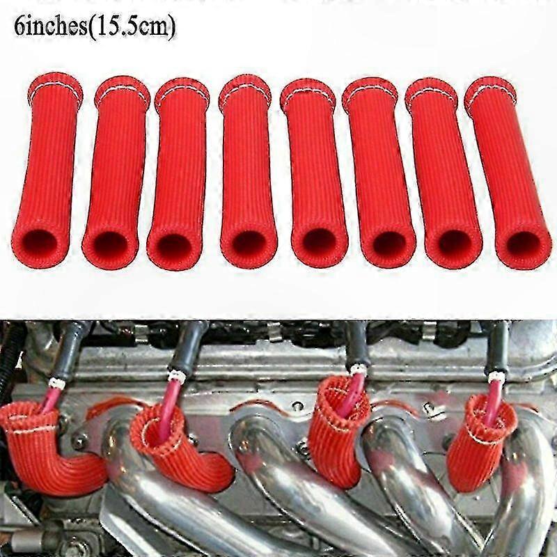 8 Pieces Spark Plug Wire Boot Protectors with Heat Shield Sleeve for Small Block Chevy