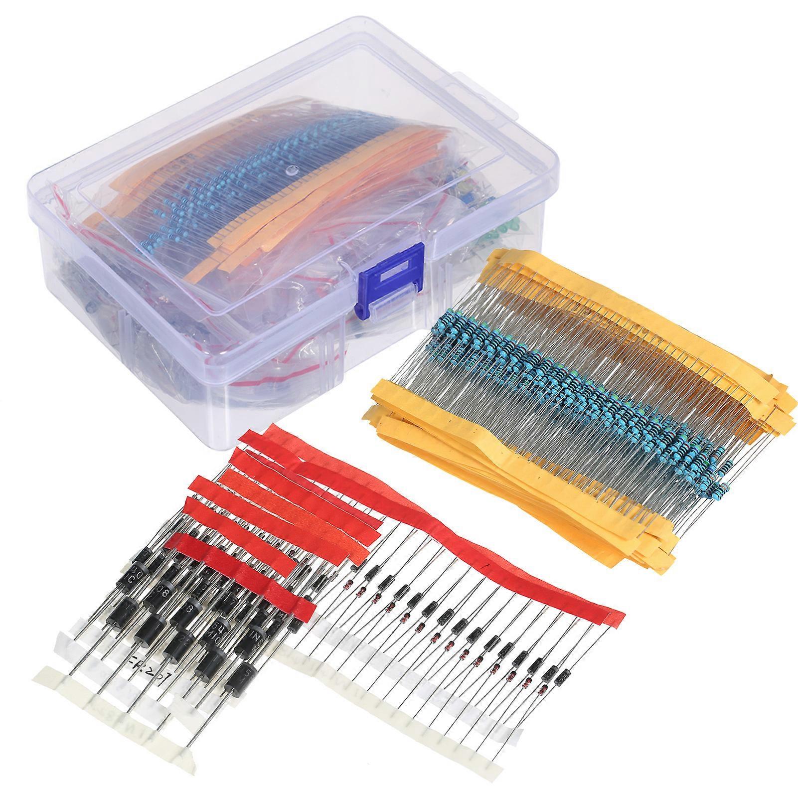 1400PCS Electronic Components Assortment Kit Assorted Electric Element Starter Kit with 1/4W Resistance LED Diode Electrolytic Capacitor Transistor C