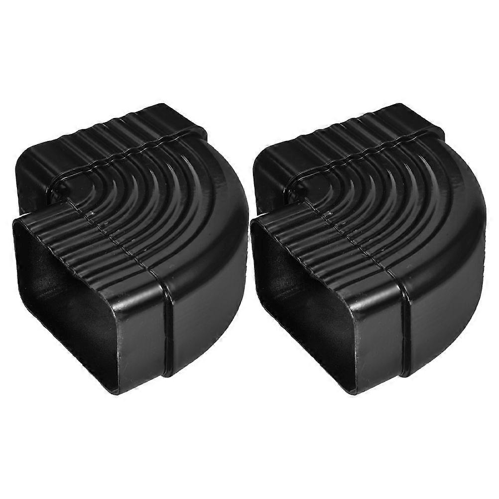 Downspout Connector Aluminum Rainwater Pipe Elbow 90 Degree Corrugated Angle for Building Drainage System Black Material Enhances Aesthetics 2Pcs