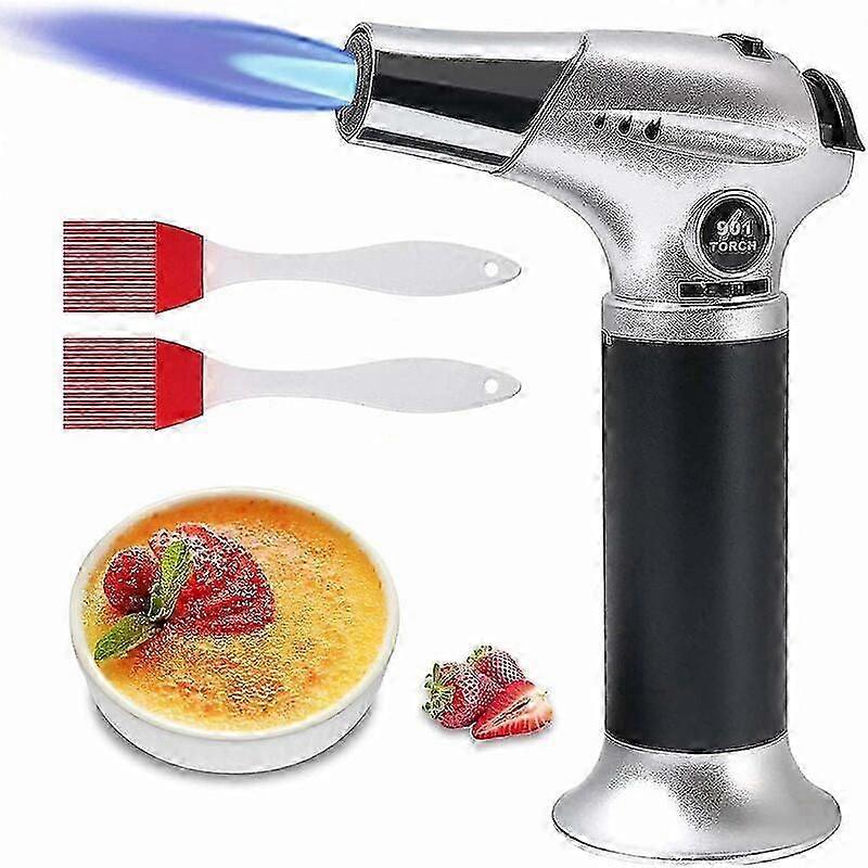 Professional-Grade Butane Torch, Refillable Culinary Blowtorch with Adjustable Flame, Safety Lock, and Continuous Flame for Cooking, Barbecue, and