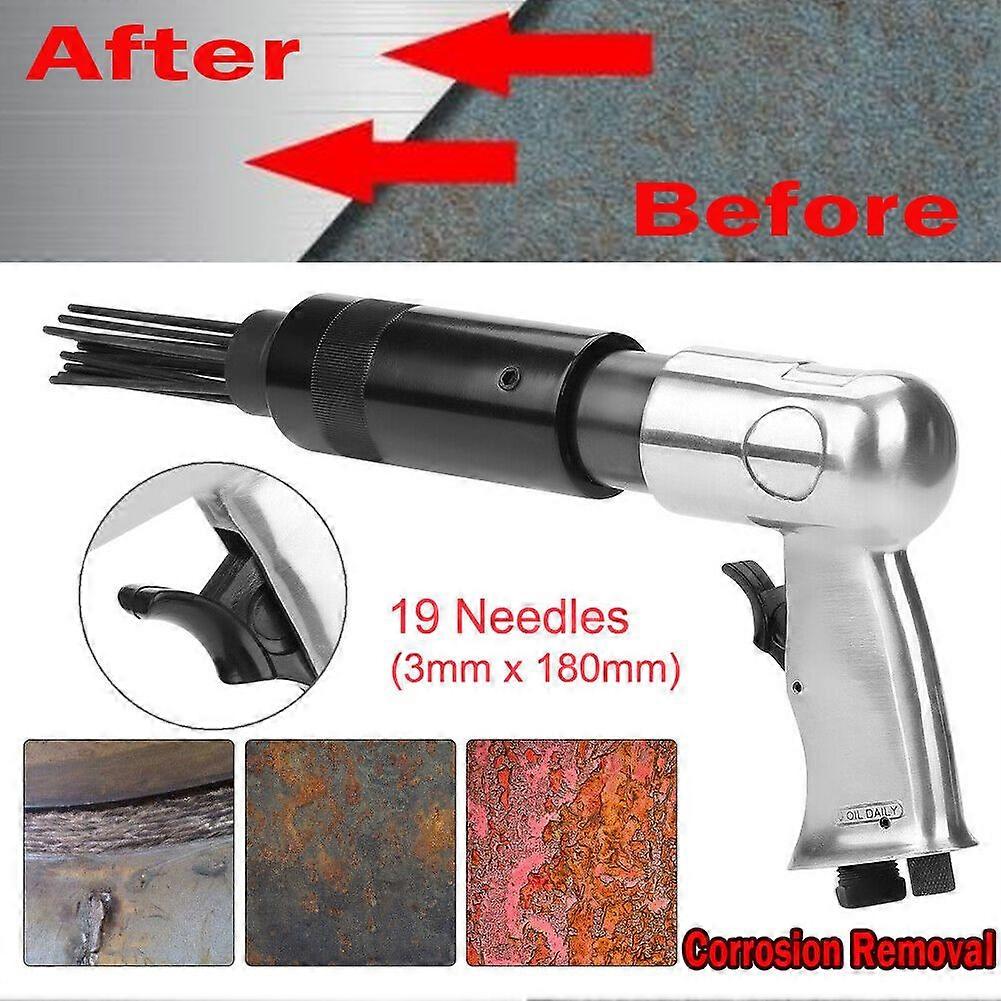 Air Pneumatic 19 Needle Scaler Pistol Grip Rust Paint Slag Corrosion Removing Deburring Tool