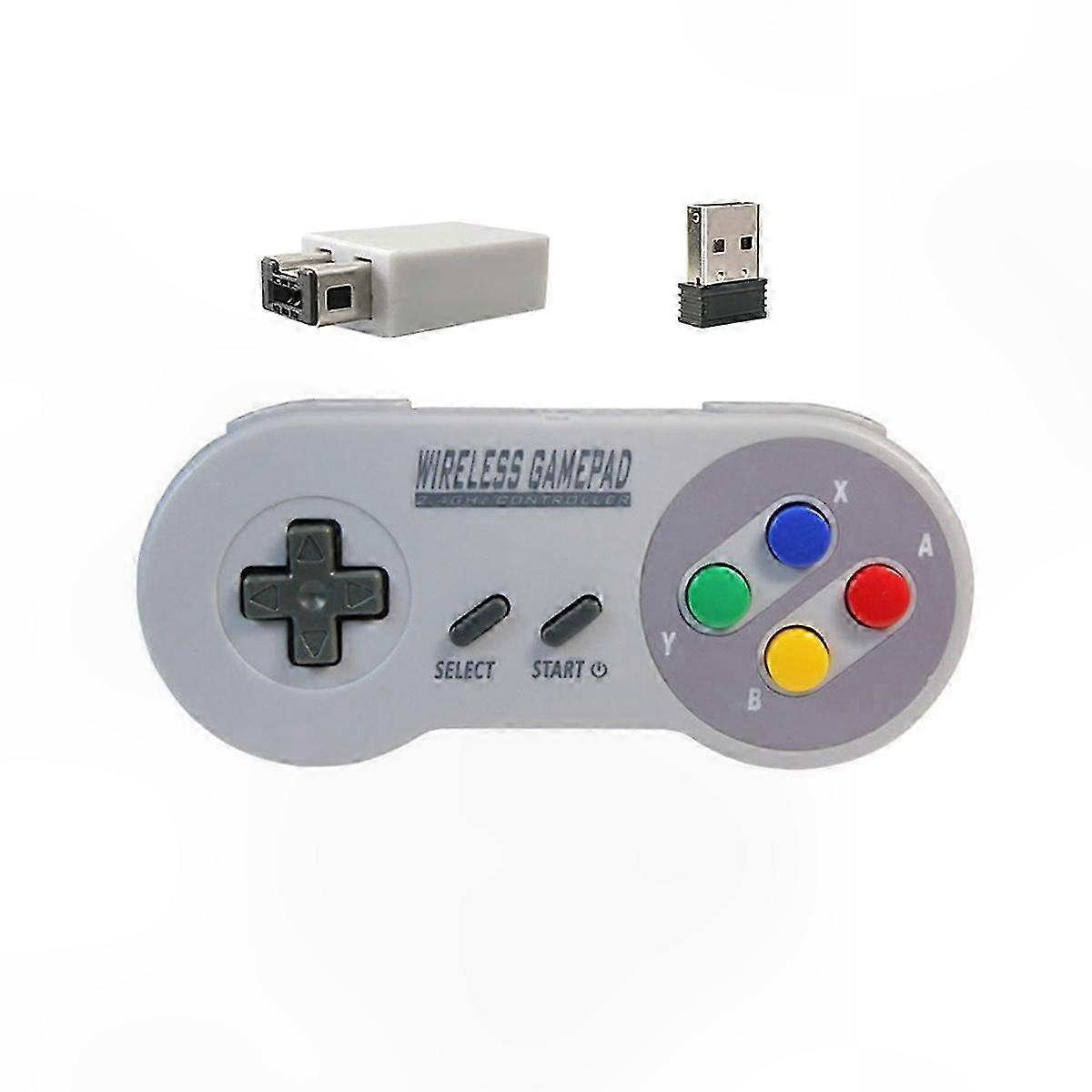 Wireless 2.4G Game Controller with Colorful Buttons for SNES Mini PC Windows NS Switch Joypad
