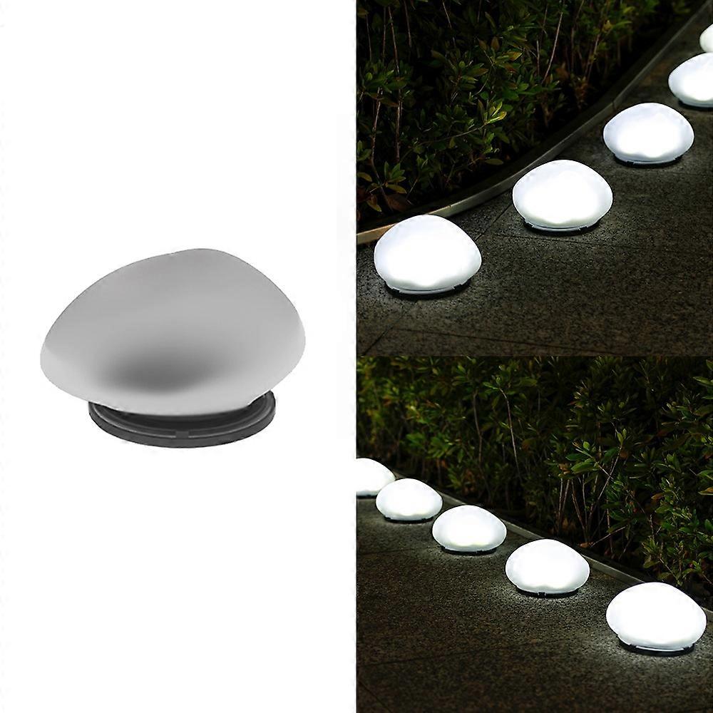 Pebble Shape Lawn Lamp Solar Powered Garden Light Outdoor Waterproof Pathway Light - White Light
