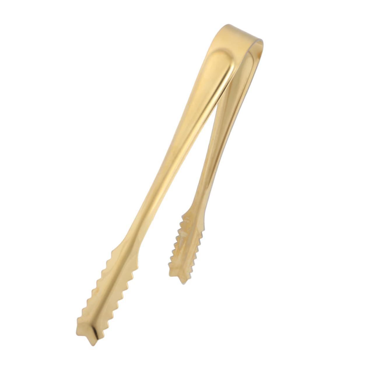 Stainless Steel Mini Food Serving Tongs Set of 4 - Versatile Ice Cube and Bread Clips for Kitchen and Outdoor Events in Gold