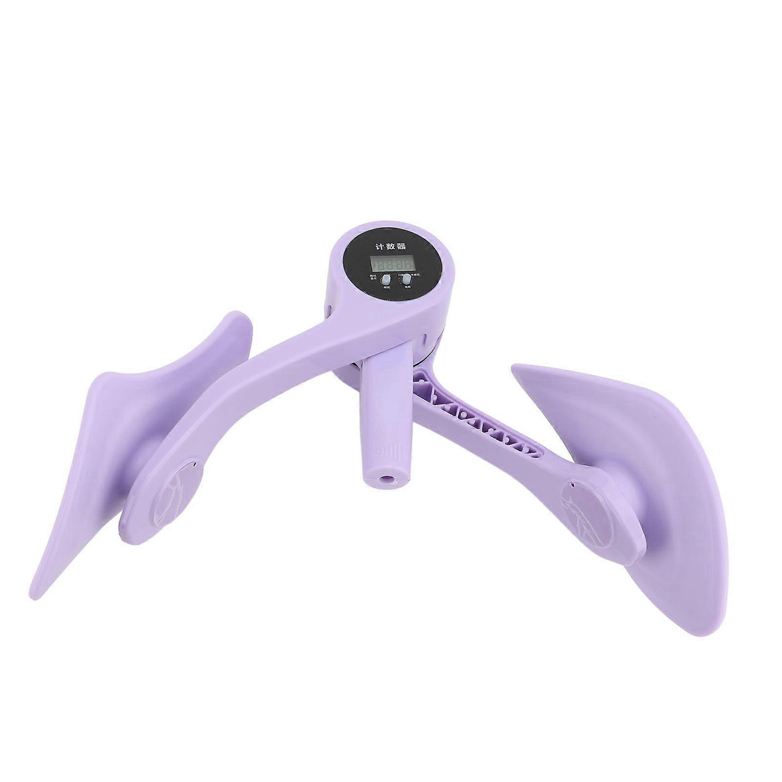Inner Thigh Exercise Equipment Purple Adjustable Resistance Intelligent Counter 360 Degree Rotation Hip Pelvis Trainer for Workout Fitness