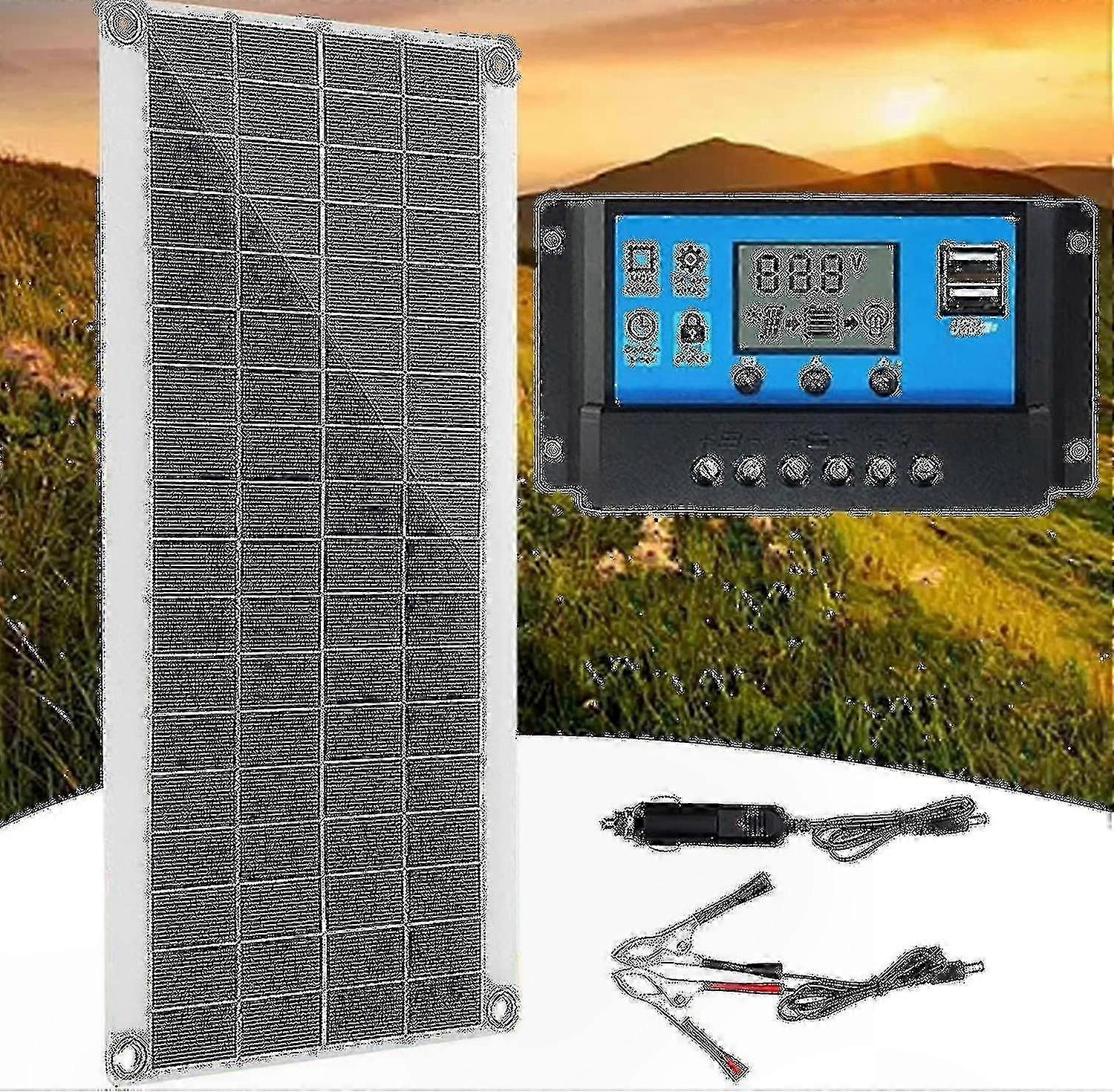 12V 300W Solar Panel Kit with 60A Charge Controller for RV Yacht Garden Use