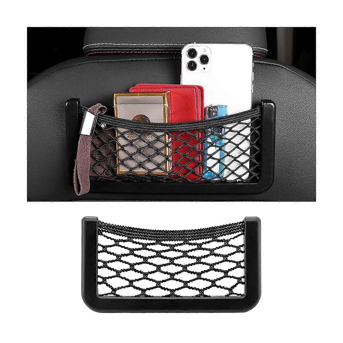 Car Storage Net Bags - Self Adhesive Elastic Organizer for Wallet, Keys, and Smartphones - Mesh Holders for Auto and RV (Big) 196x78mm