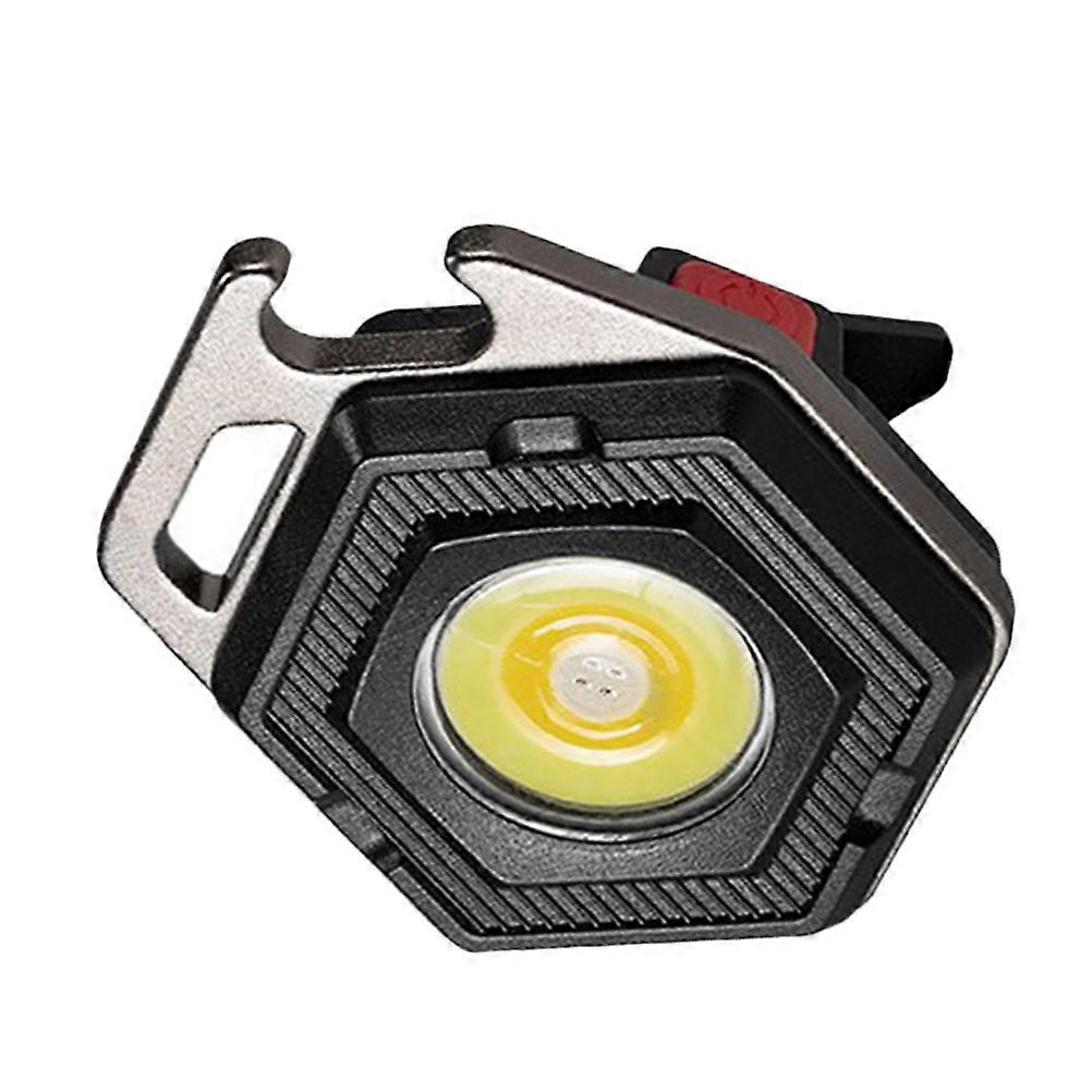 Portable COB Keychain Light with Bottle Opener Function and Type C Rechargeable Black Aluminum Alloy