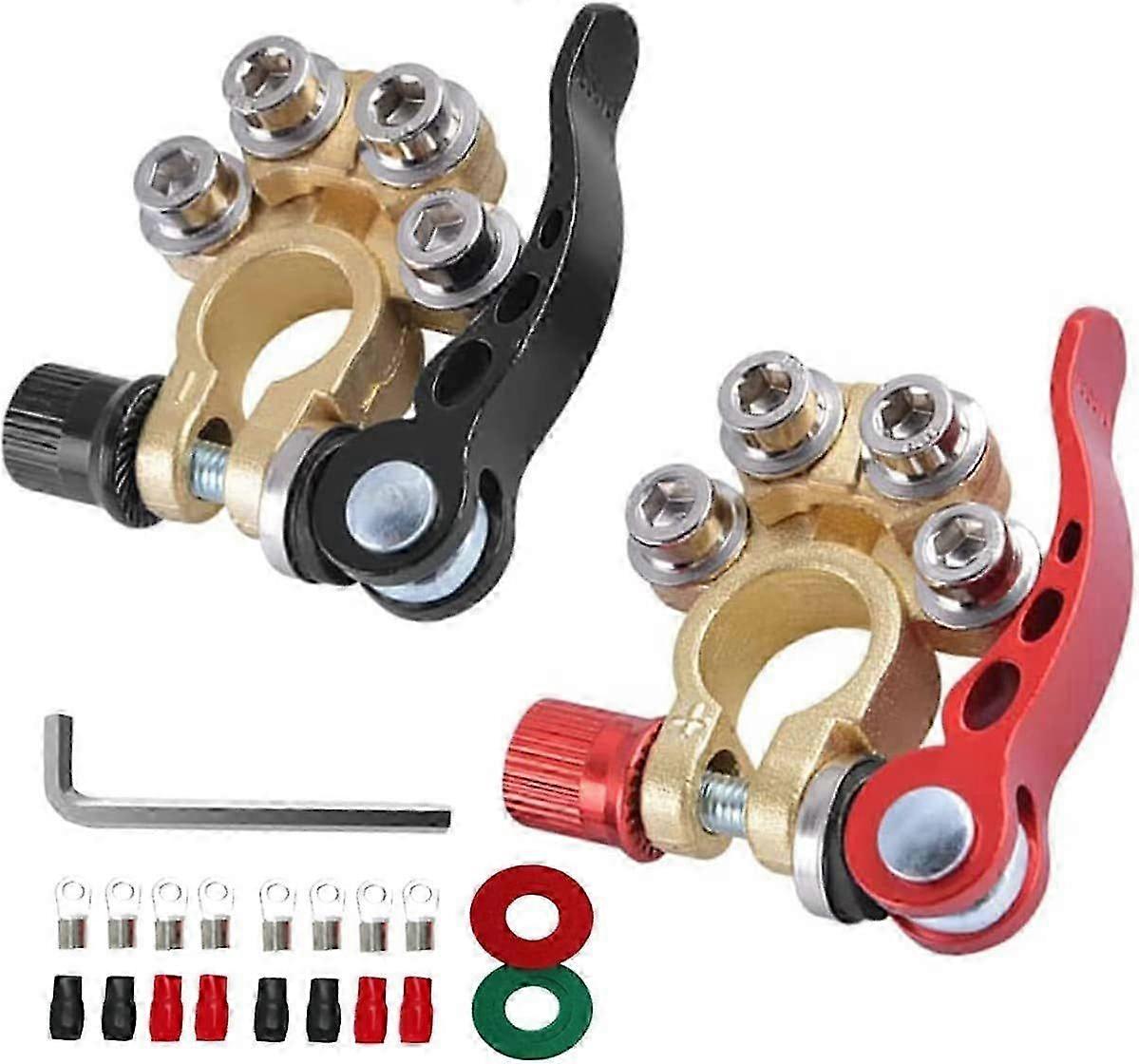 High quality  Car battery terminal connectors, 2Pcs 4 Way Quick