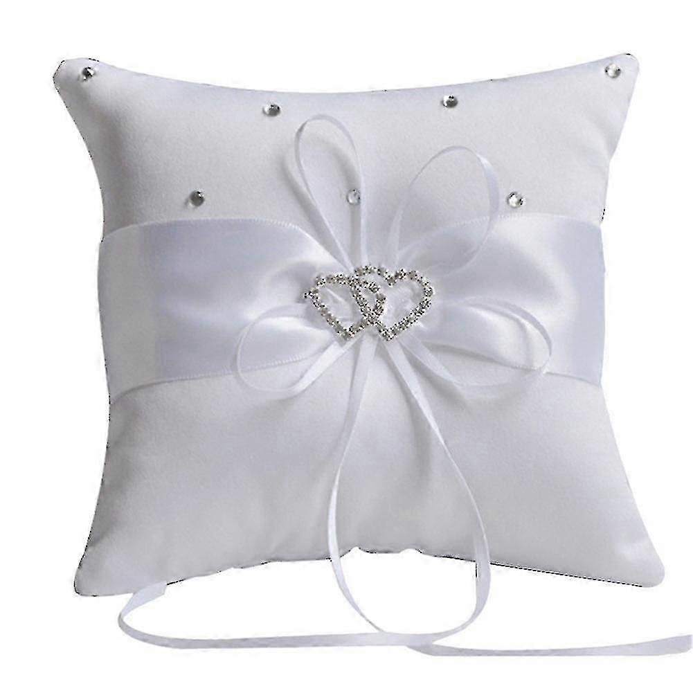 Romantický svadobný vankúš s dvojitou stuhou so srdcom, 10x10 cm
