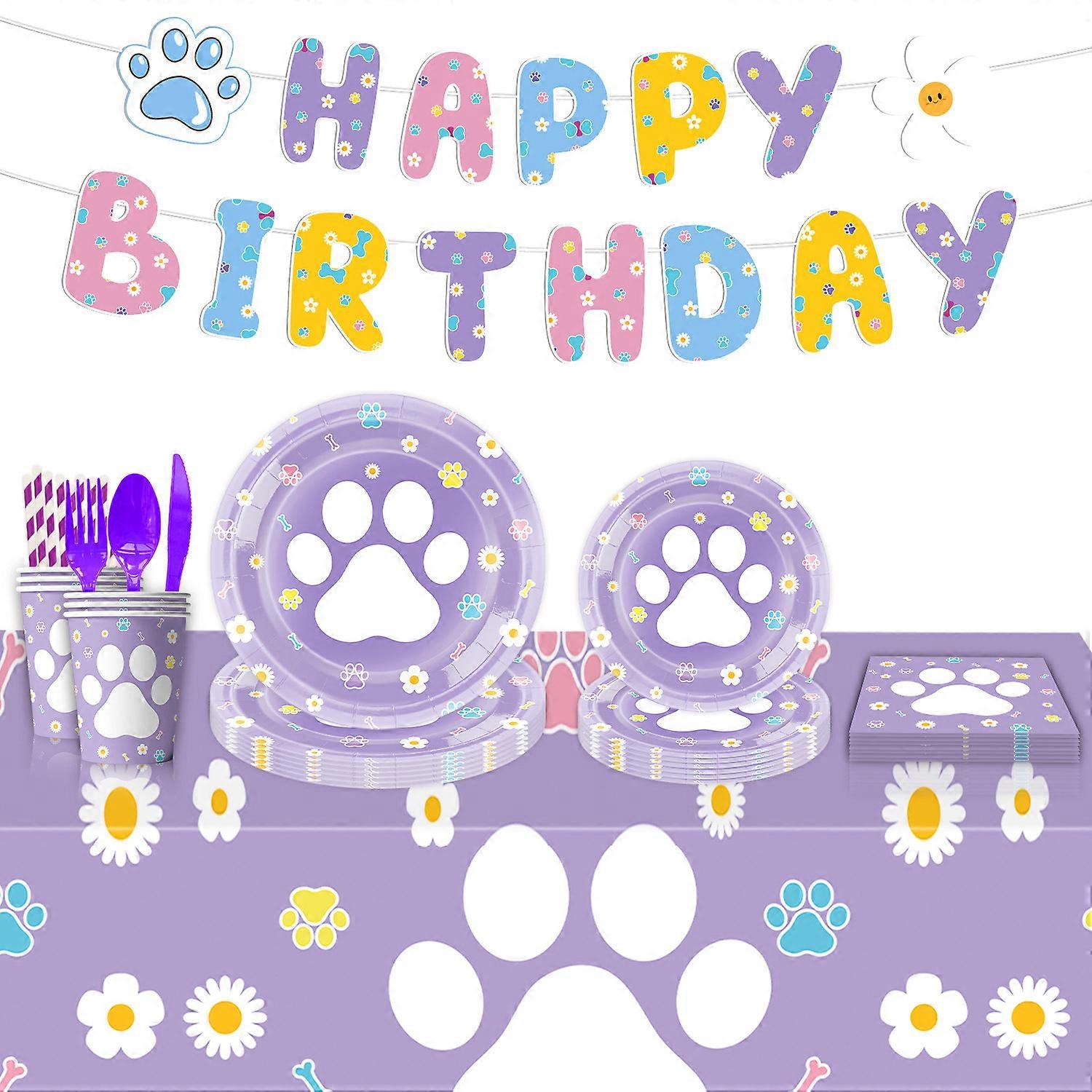 Dog paw party supplies birthday decoration party layout props paper plates paper cups disposable tablecloths paper towels