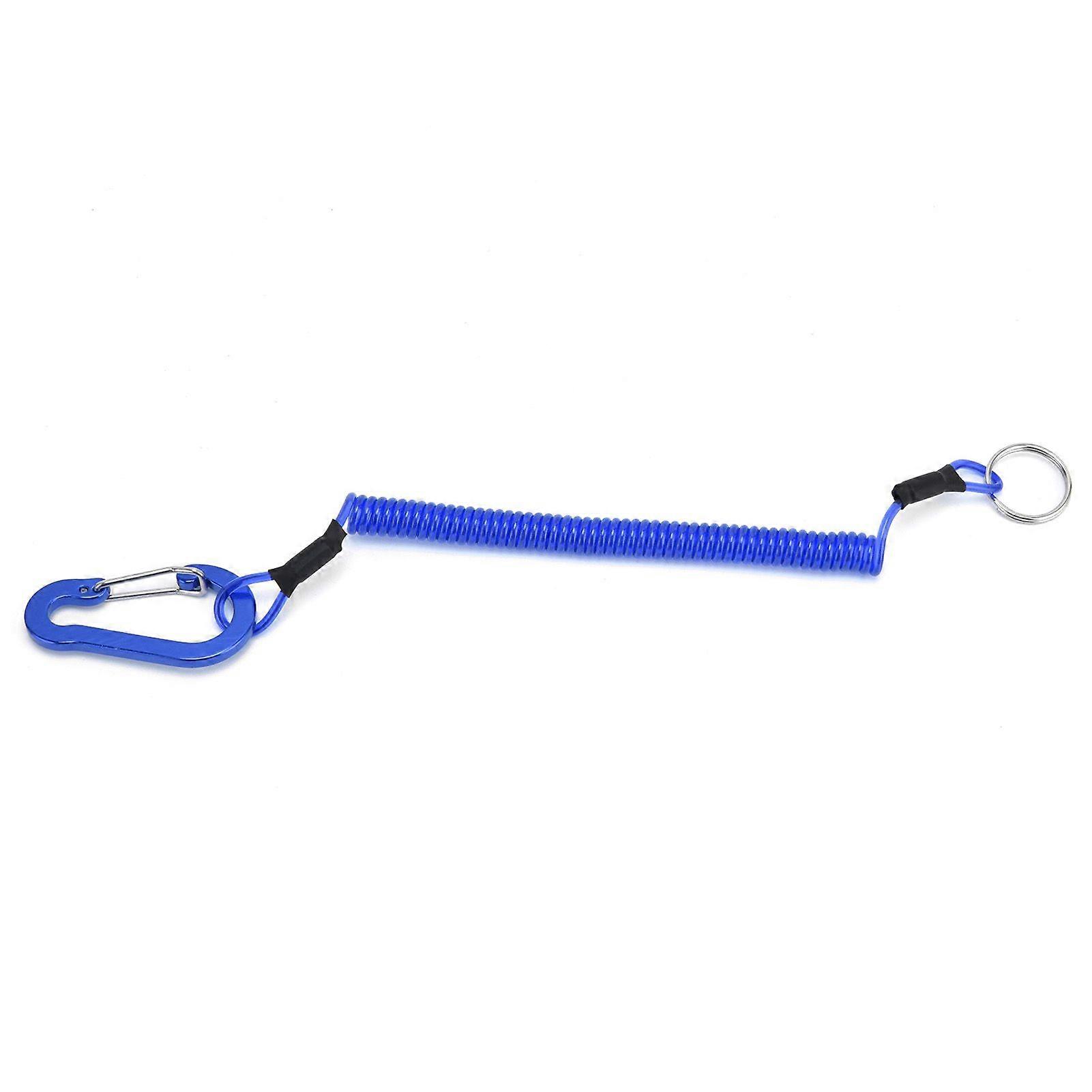 Fishing Lanyards Rope Retractable Safety Spring Coiled Ropes Keychain AccessoriesBlue