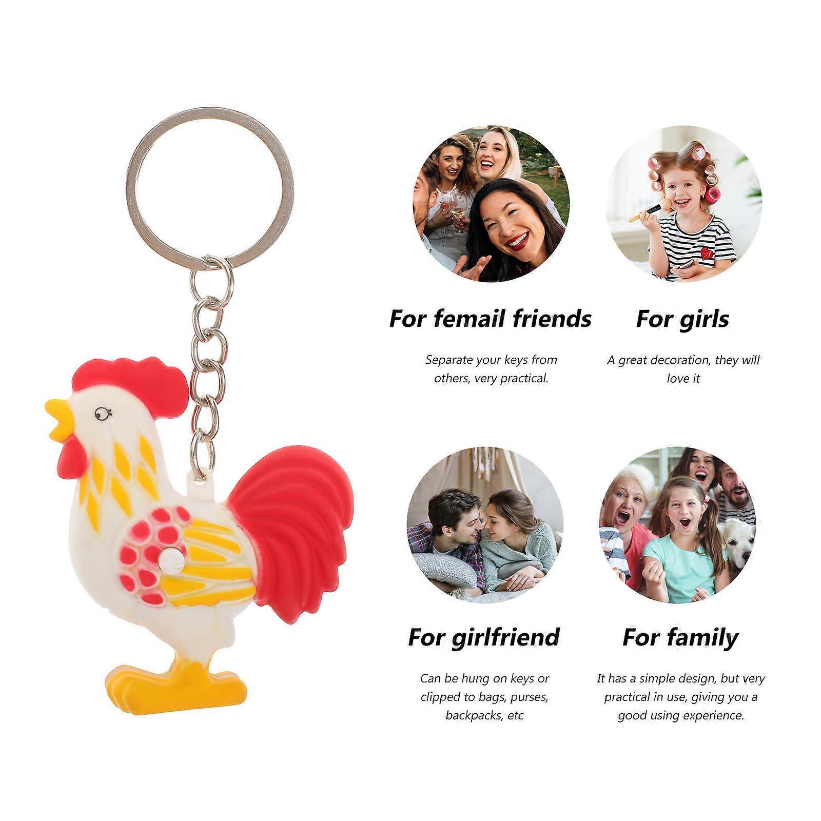 Luminous Rooster Key Pendants Creative Design for Decor 2Pcs Set
