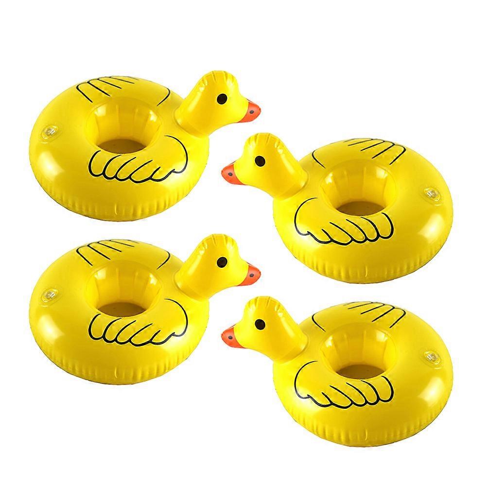 Inflatable Beverage Holder Cartoon Duck Shape For Water Activities Assorted Color Floating Cup Holder