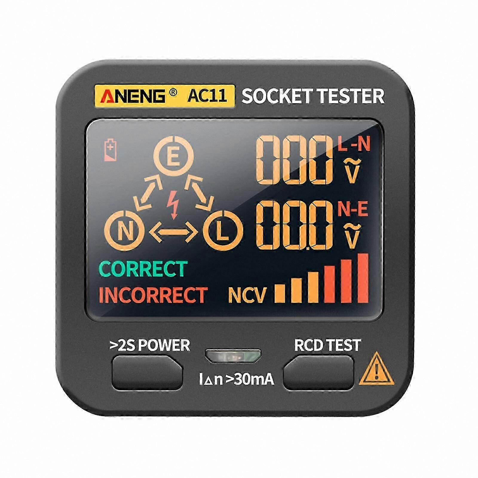 Digital AC Voltage Tester with Color Display Socket Checker 90-250V
