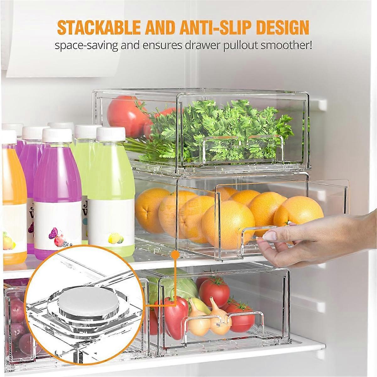 Refrigerator Drawers Stackable Fridge Organizer Bins size small