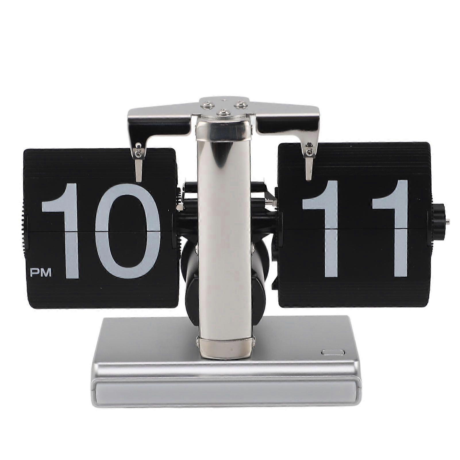 Retro Digital Flip Down Clock Battery Powered Flip Desk Clock with LED Ambient Light for Home Office Decor Black