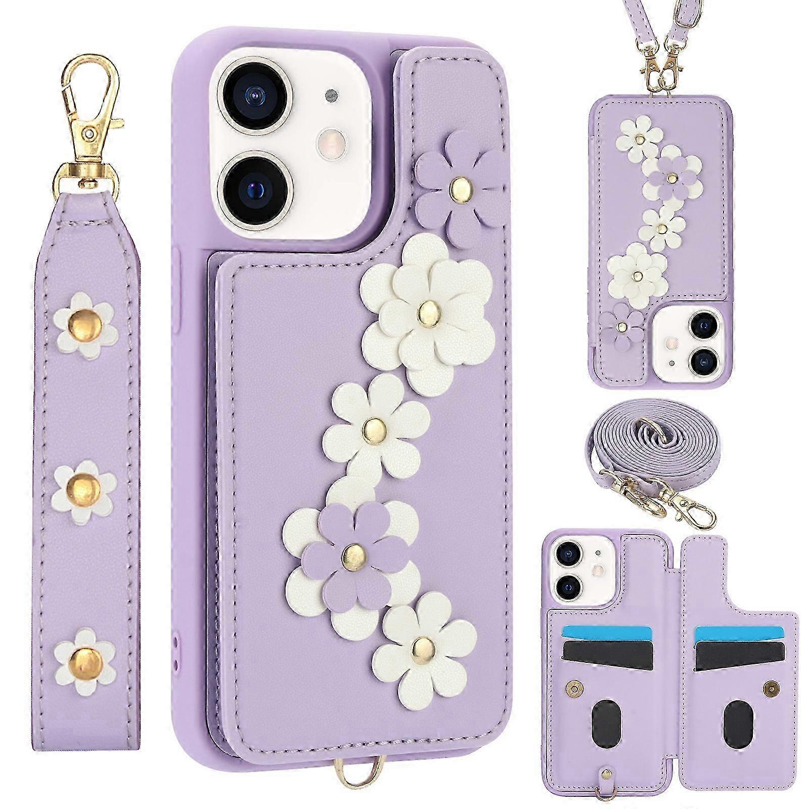 Crossbody Flower Pattern Leather Phone Case 2025