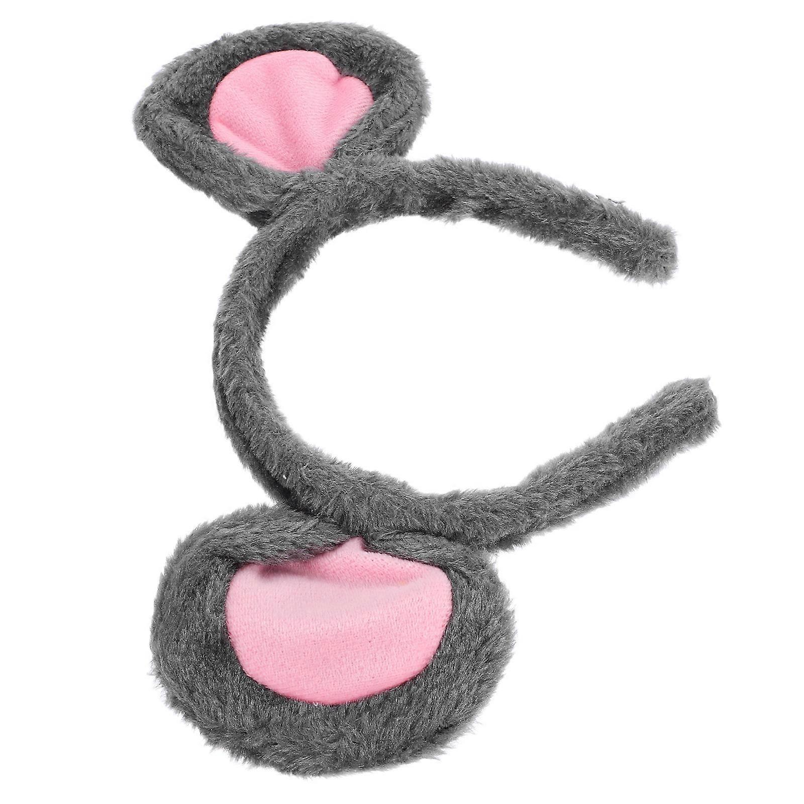 Cosplay Headband for Theme Party 3Pcs Grey Fabric Mouse Ears Hairband