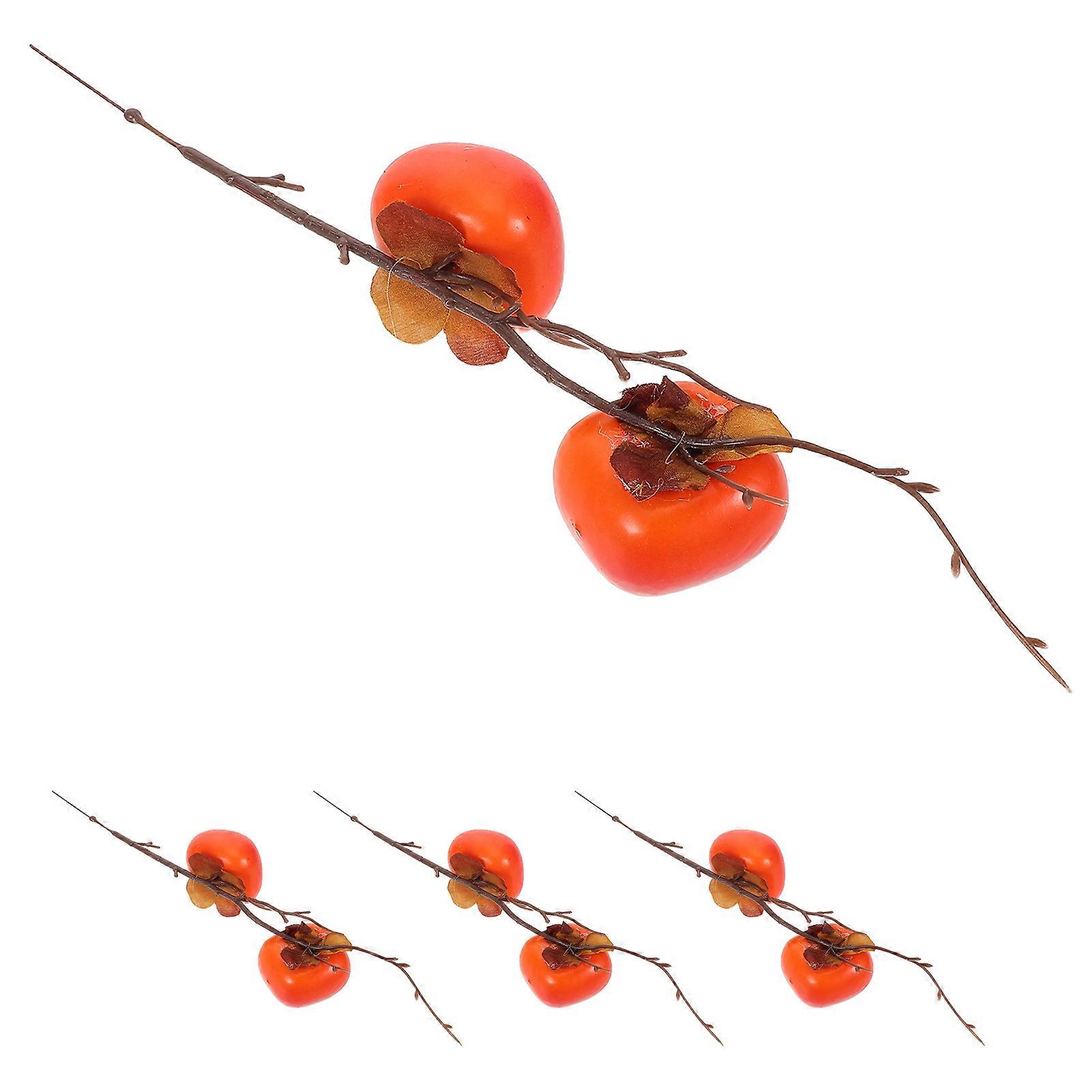 Artificial Persimmon Stems Orange Foam for Vase Decor 20Pcs Faux Branches