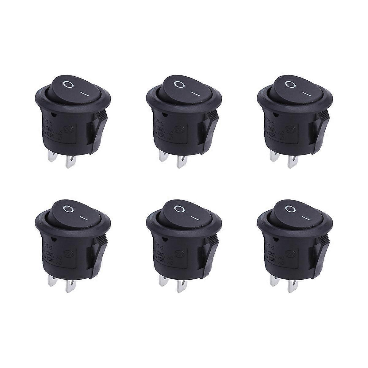 Black Round Rocker 2-Pin Snap-in on Off Switch for Car 10Pcs